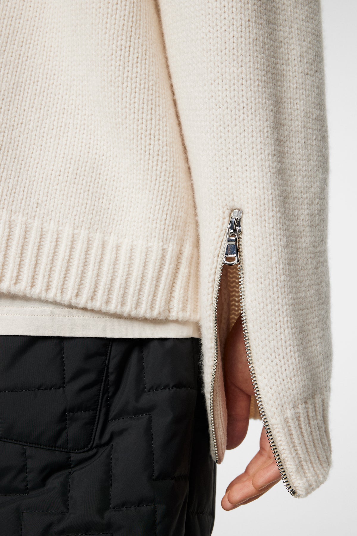 Kessler Biker Zip Knit in Moonbeam by J.Lindeberg