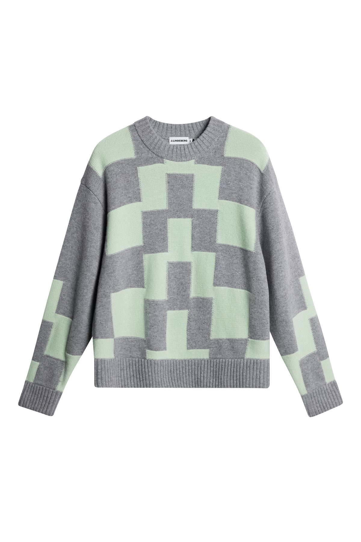 Gavin Stacked Bridge Knit in Light Grey Melange by J.Lindeberg