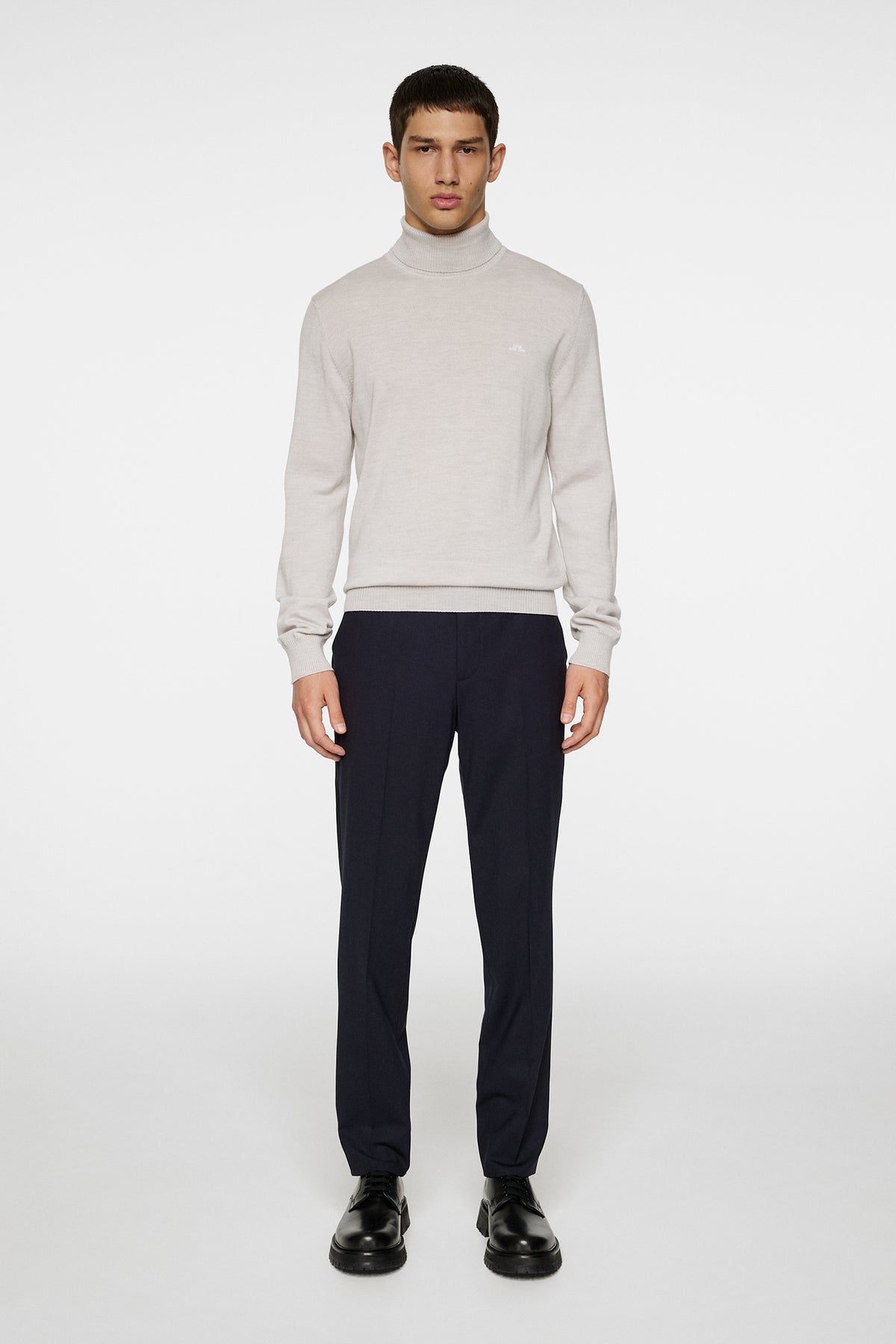 Kaden Merino Turtle Neck in Moonbeam Melange by J.Lindeberg