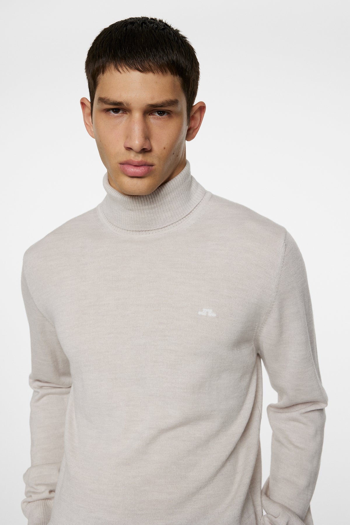 Kaden Merino Turtle Neck in Moonbeam Melange by J.Lindeberg