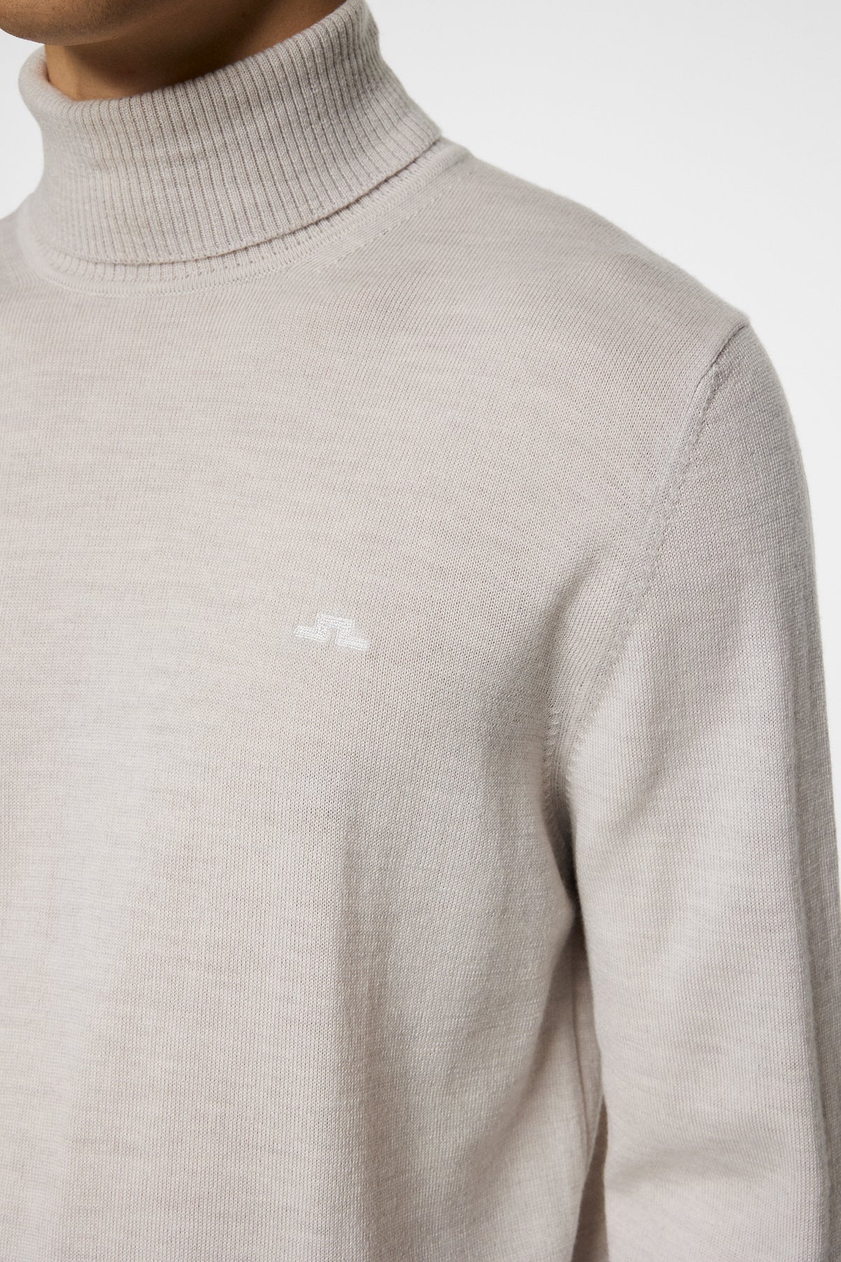 Kaden Merino Turtle Neck in Moonbeam Melange by J.Lindeberg