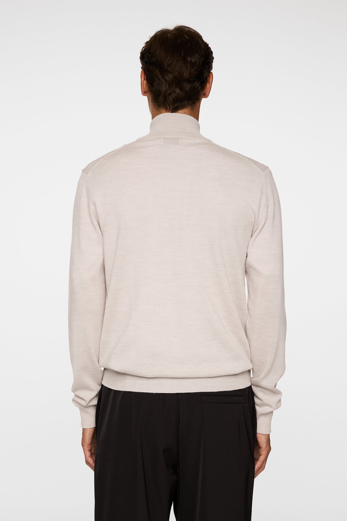 Kiyan Merino Quarter Zip in Moonbeam Melange by J.Lindeberg