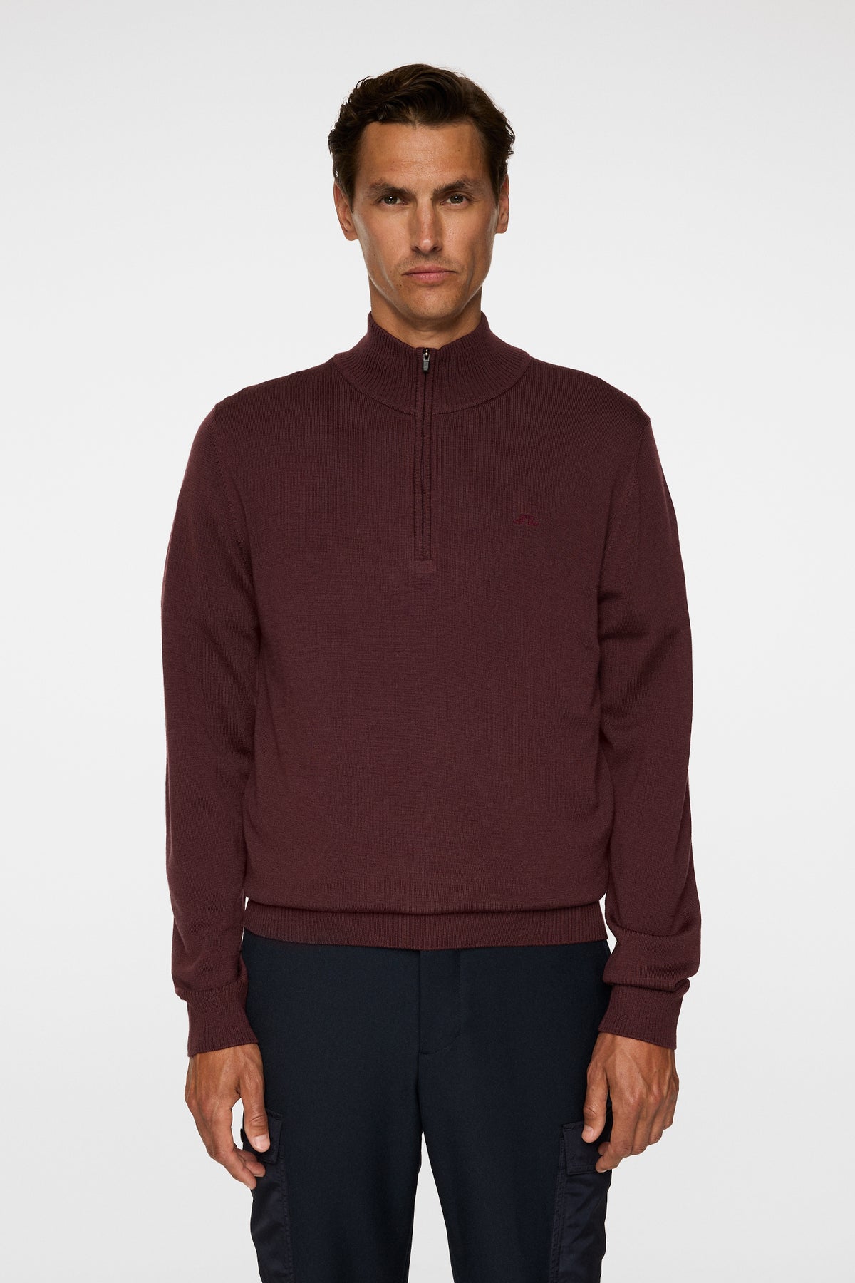 Kiyan Merino Quarter Zip in Huckleberry by J.Lindeberg