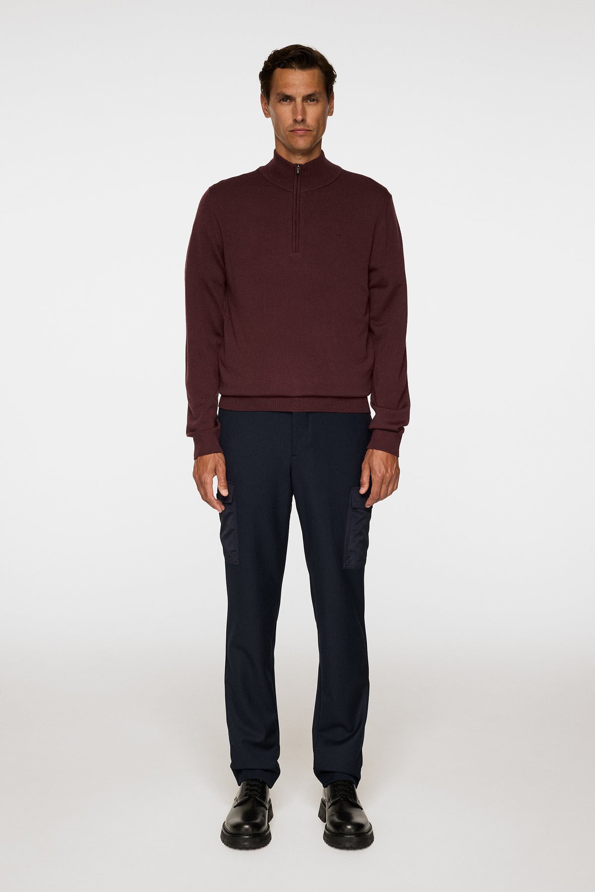 Kiyan Merino Quarter Zip in Huckleberry by J.Lindeberg