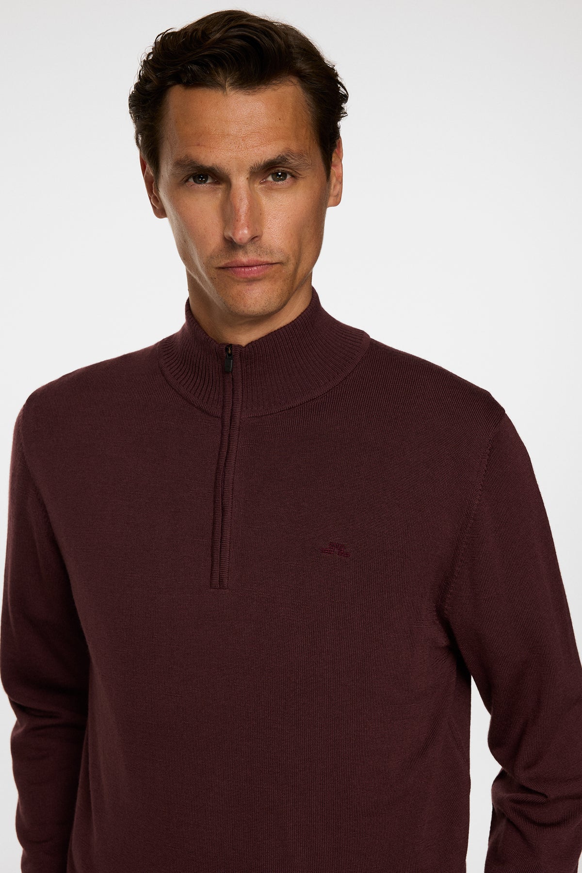 Kiyan Merino Quarter Zip in Huckleberry by J.Lindeberg
