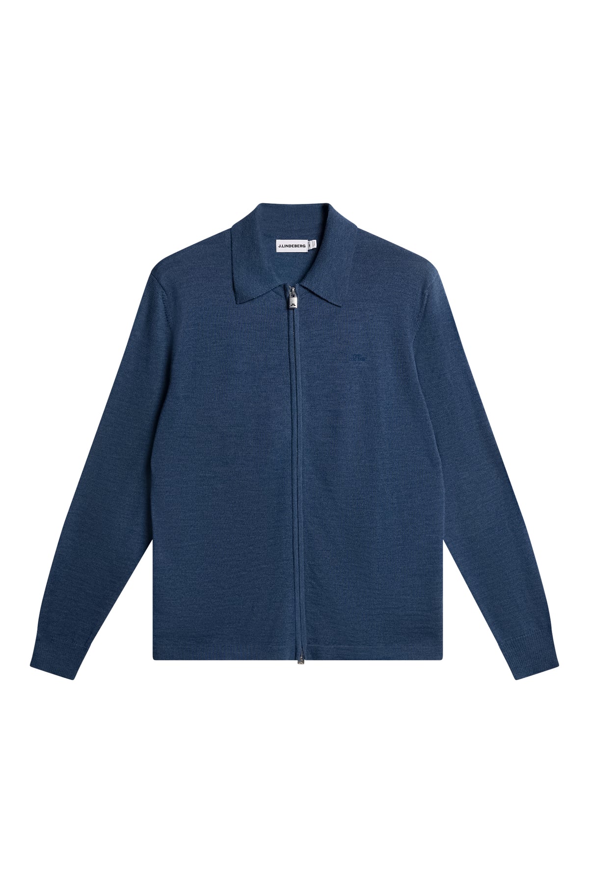 Kaleb Merino Zip Cardigan in Vintage Indigo Melange by J.Lindeberg