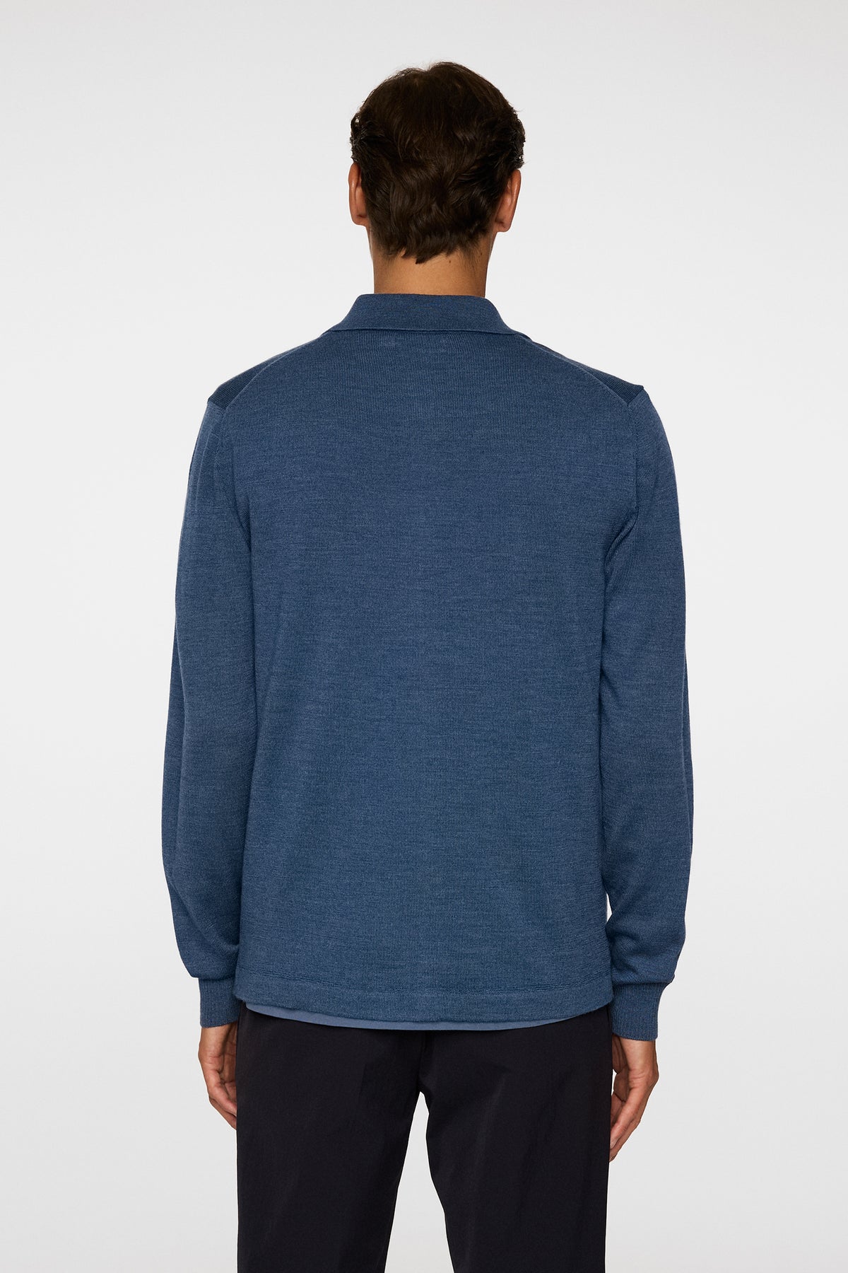 Kaleb Merino Zip Cardigan in Vintage Indigo Melange by J.Lindeberg