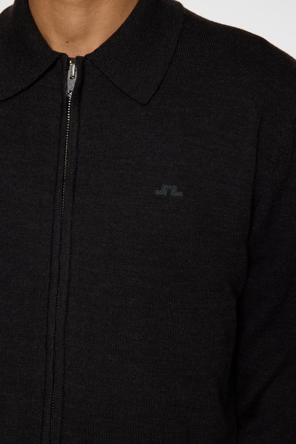 Kaleb Merino Zip Cardigan in Dark Grey Melange by J.Lindeberg