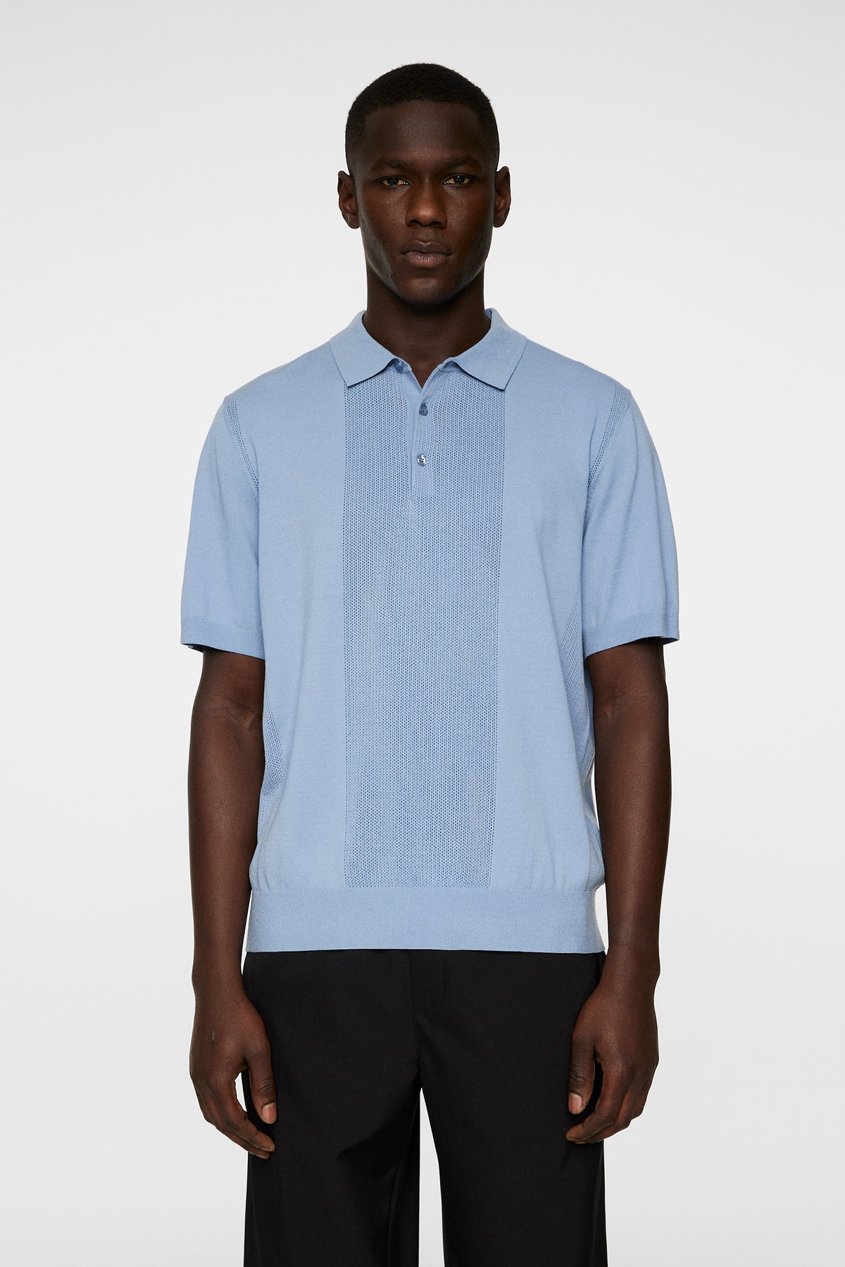 Reymond Solid Stripe Polo in Rain Washed by J.Lindeberg