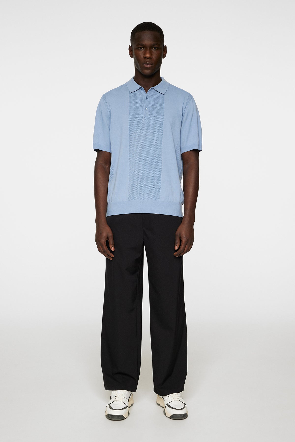 Reymond Solid Stripe Polo in Rain Washed by J.Lindeberg