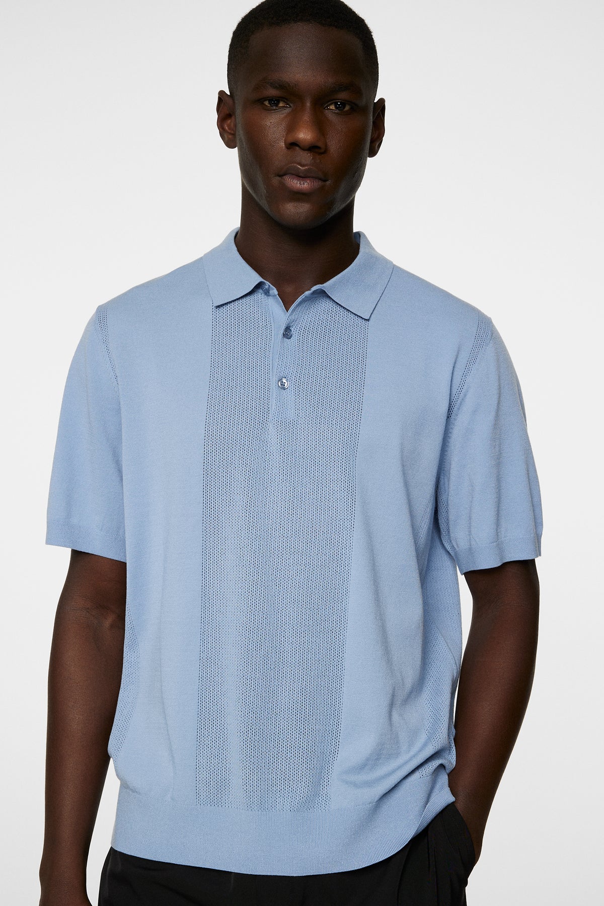 Reymond Solid Stripe Polo in Rain Washed by J.Lindeberg
