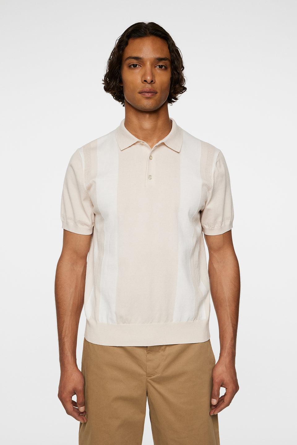 Reymond Stripe Knit Polo / Moonbeam