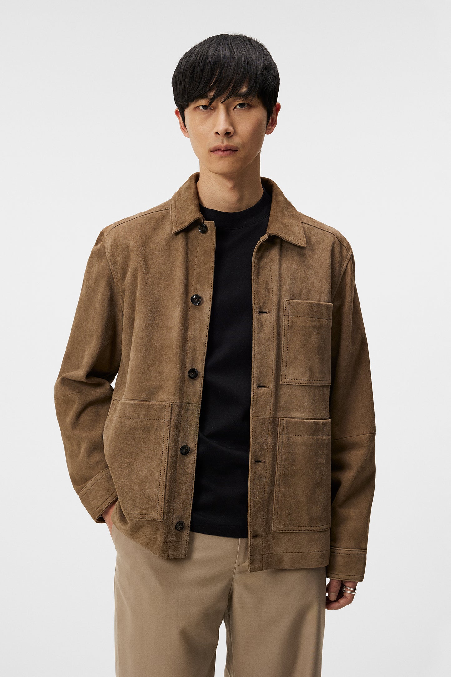 Walt Suede Overshirt in Walnut by J.Lindeberg
