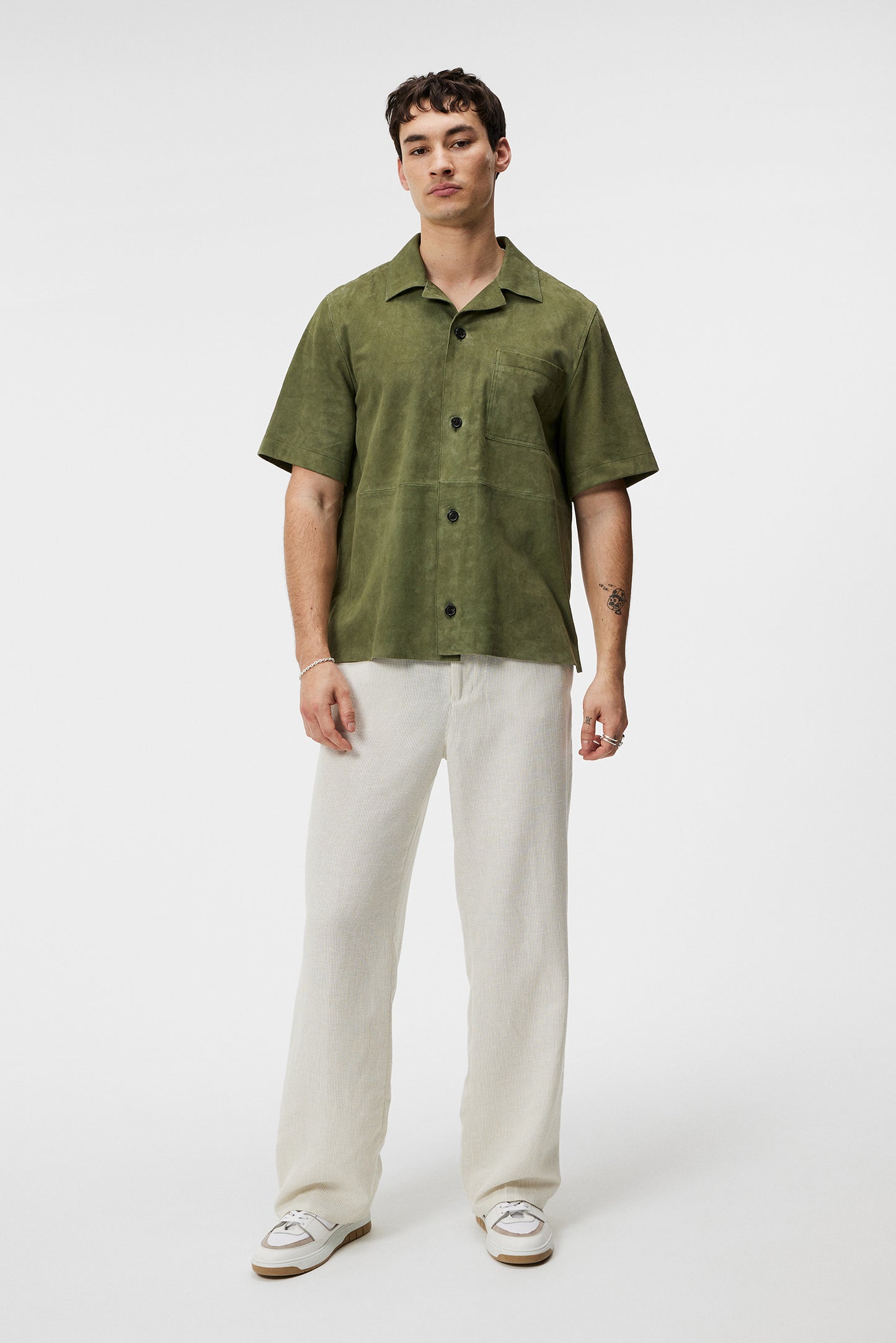 Scottie Suede Overshirt in Oil Green by J.Lindeberg