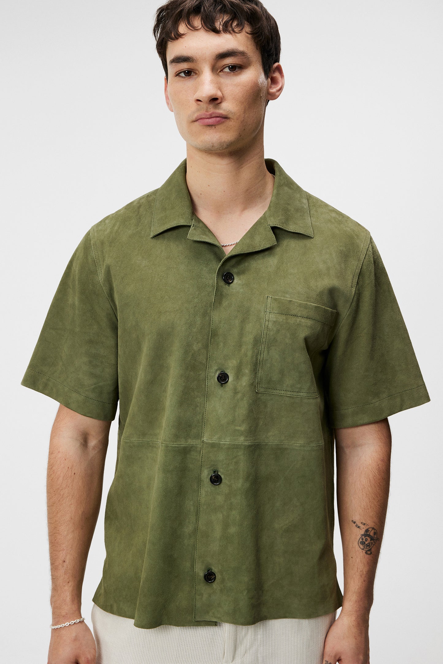 Scottie Suede Overshirt in Oil Green by J.Lindeberg
