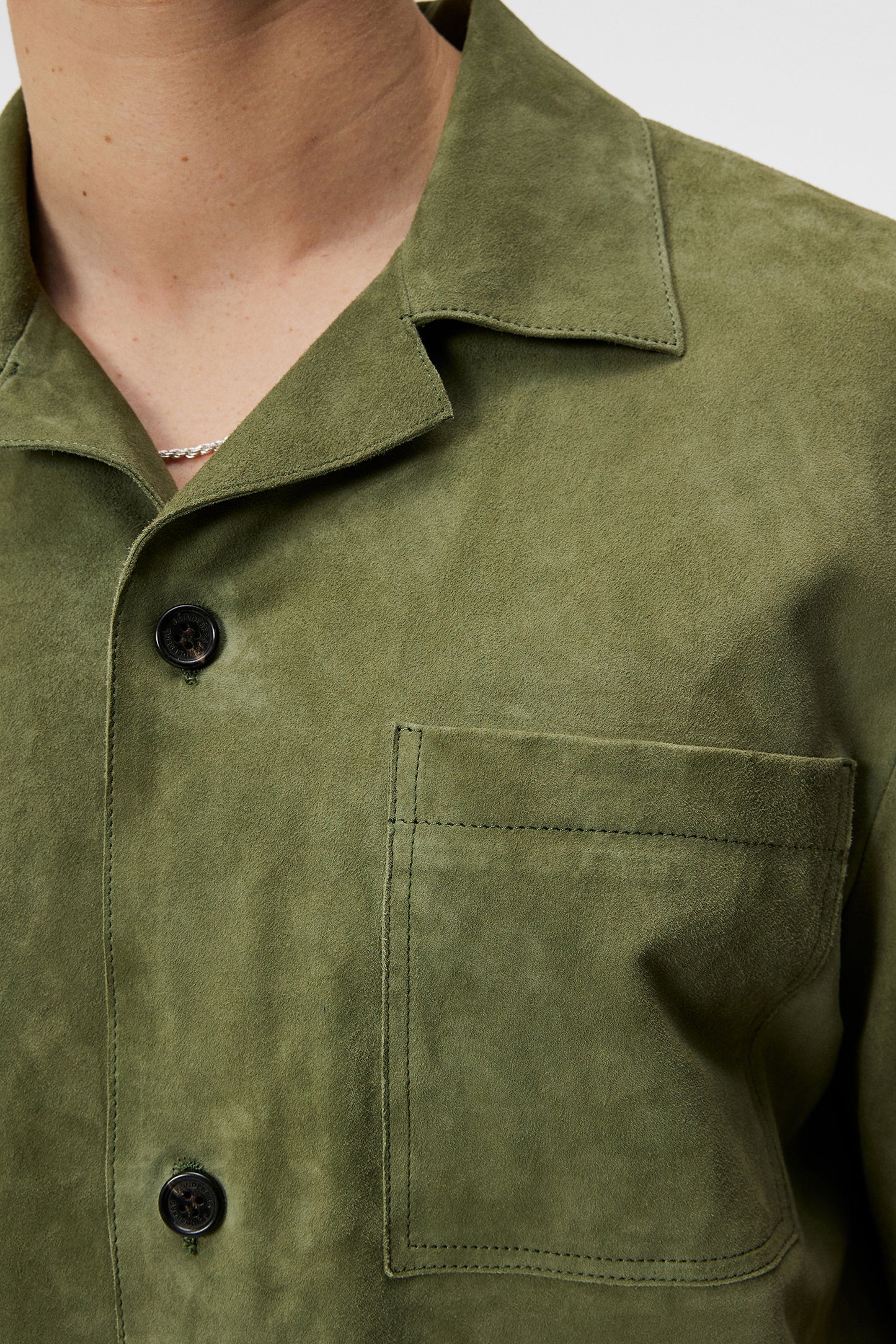 Scottie Suede Overshirt in Oil Green by J.Lindeberg