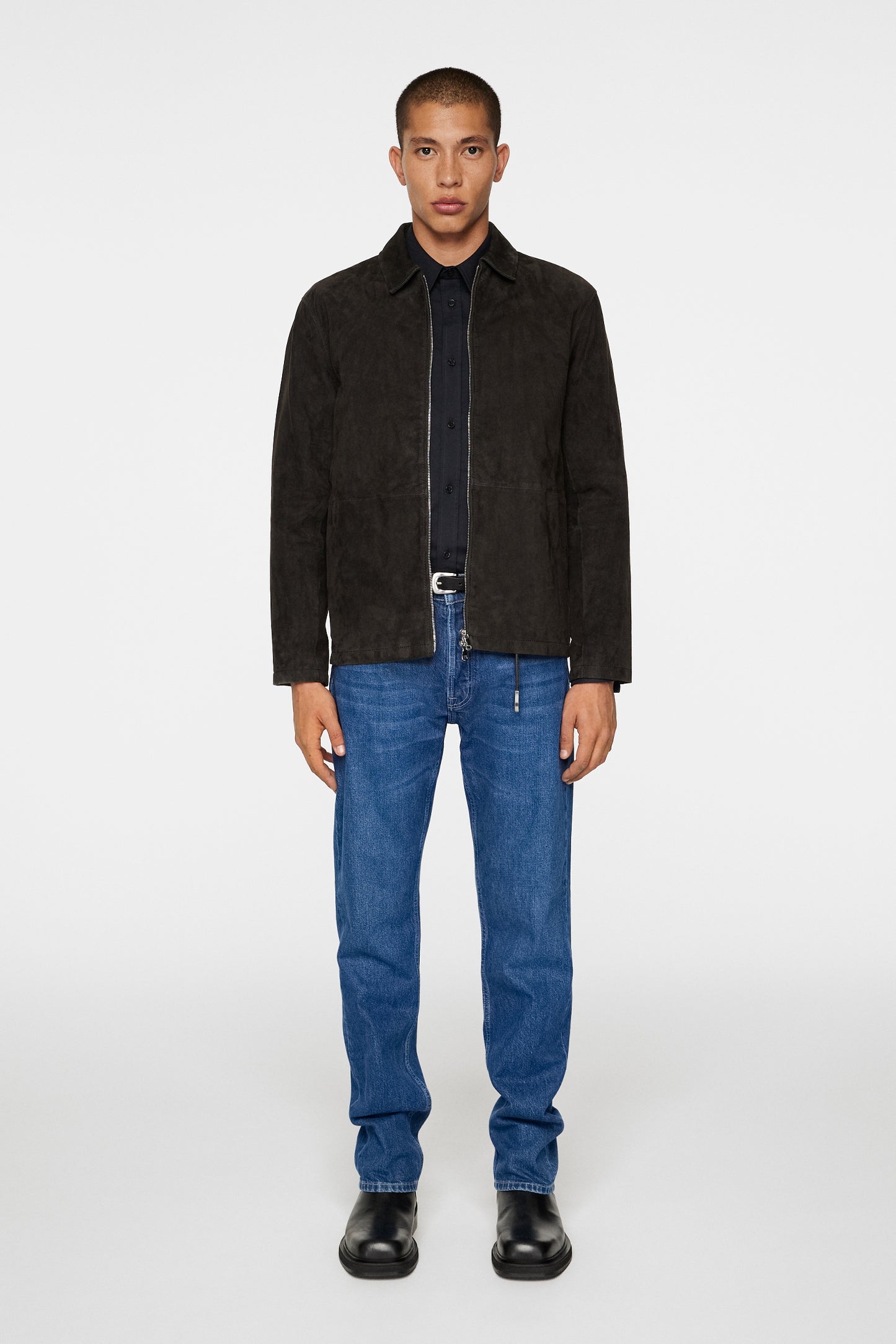 Jonah WR Suede Overshirt in Washed Black by J.Lindeberg