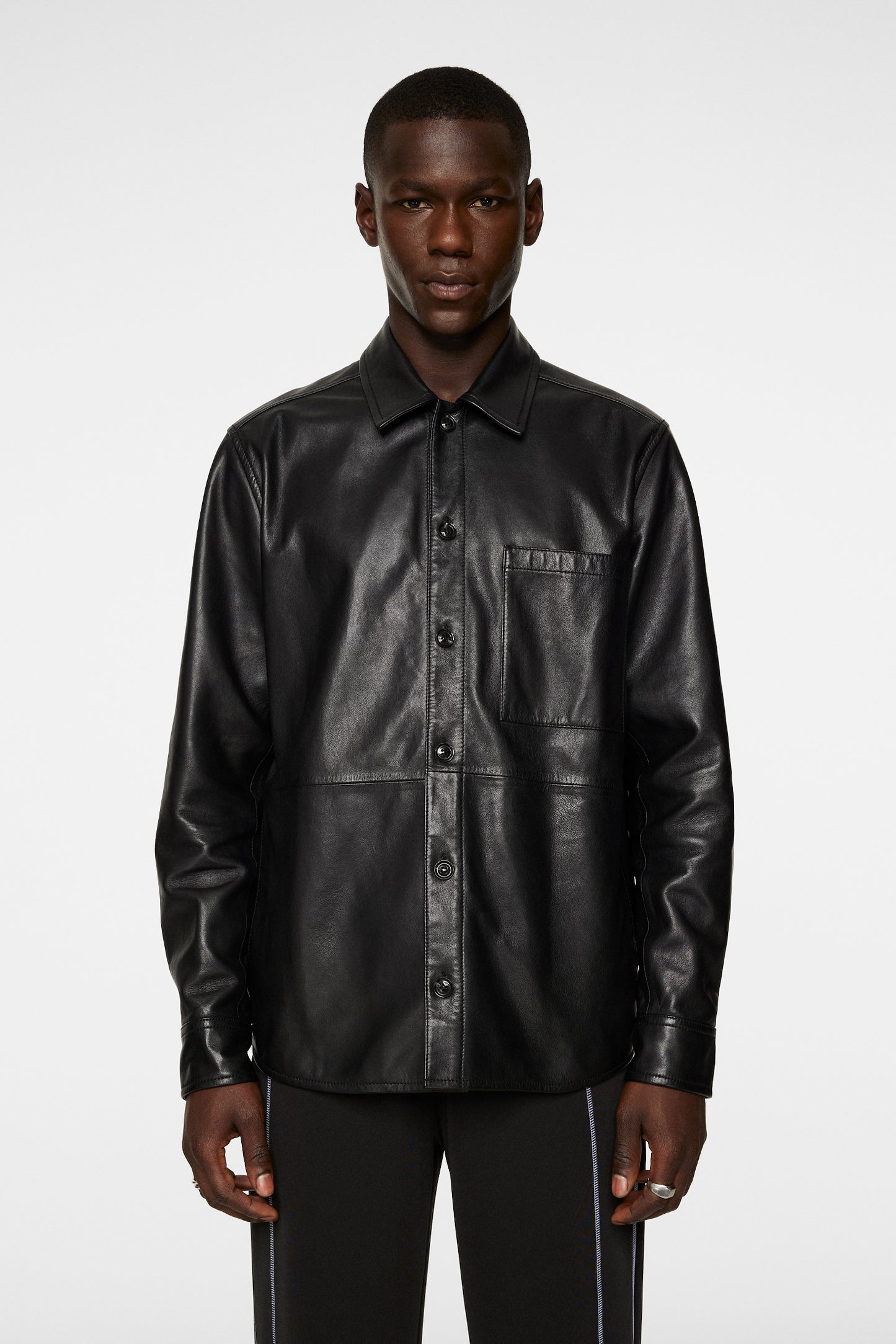 Lanson Leather Overshirt in Black by J.Lindeberg