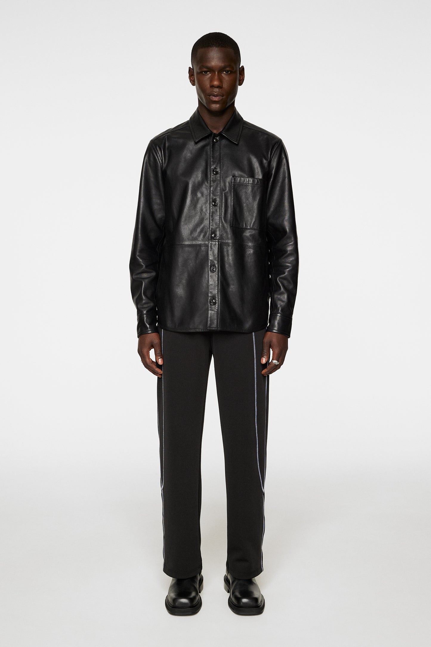 Lanson Leather Overshirt in Black by J.Lindeberg