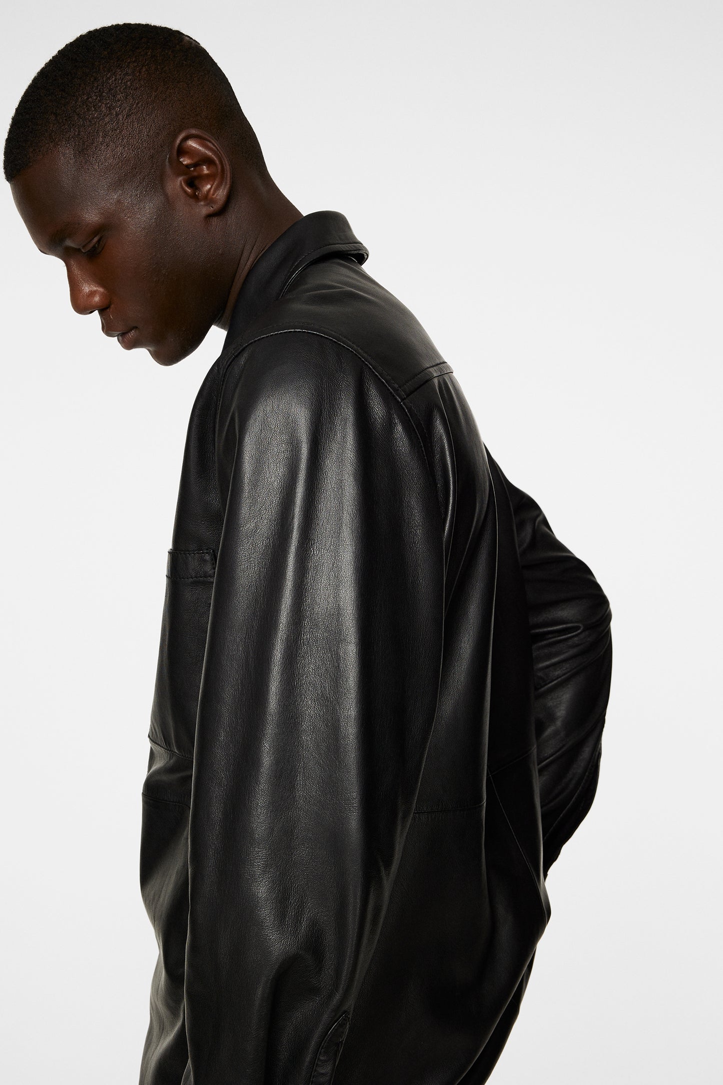 Lanson Leather Overshirt in Black by J.Lindeberg