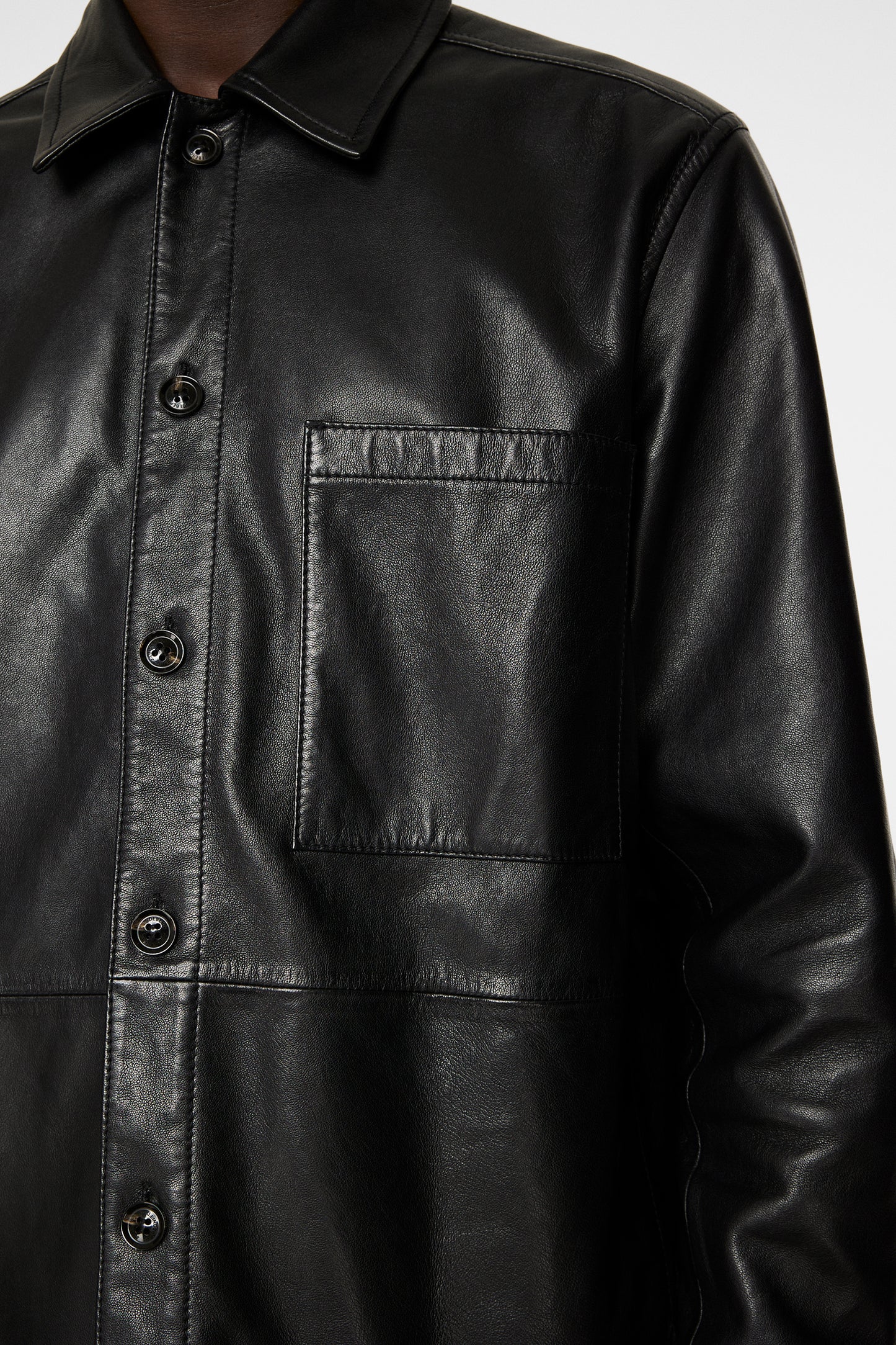 Lanson Leather Overshirt in Black by J.Lindeberg