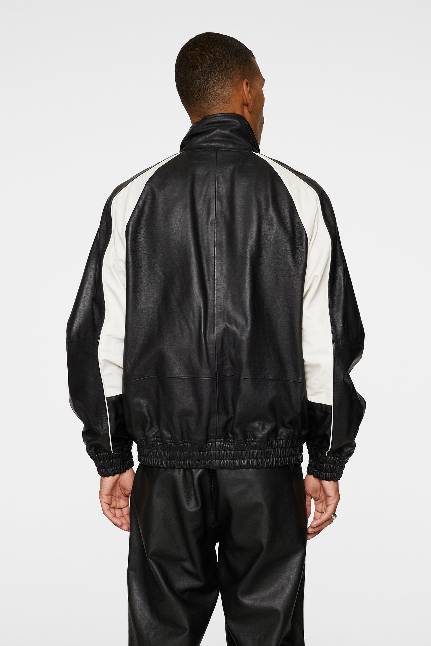 Lex Leather Track Jacket in Black by J.Lindeberg