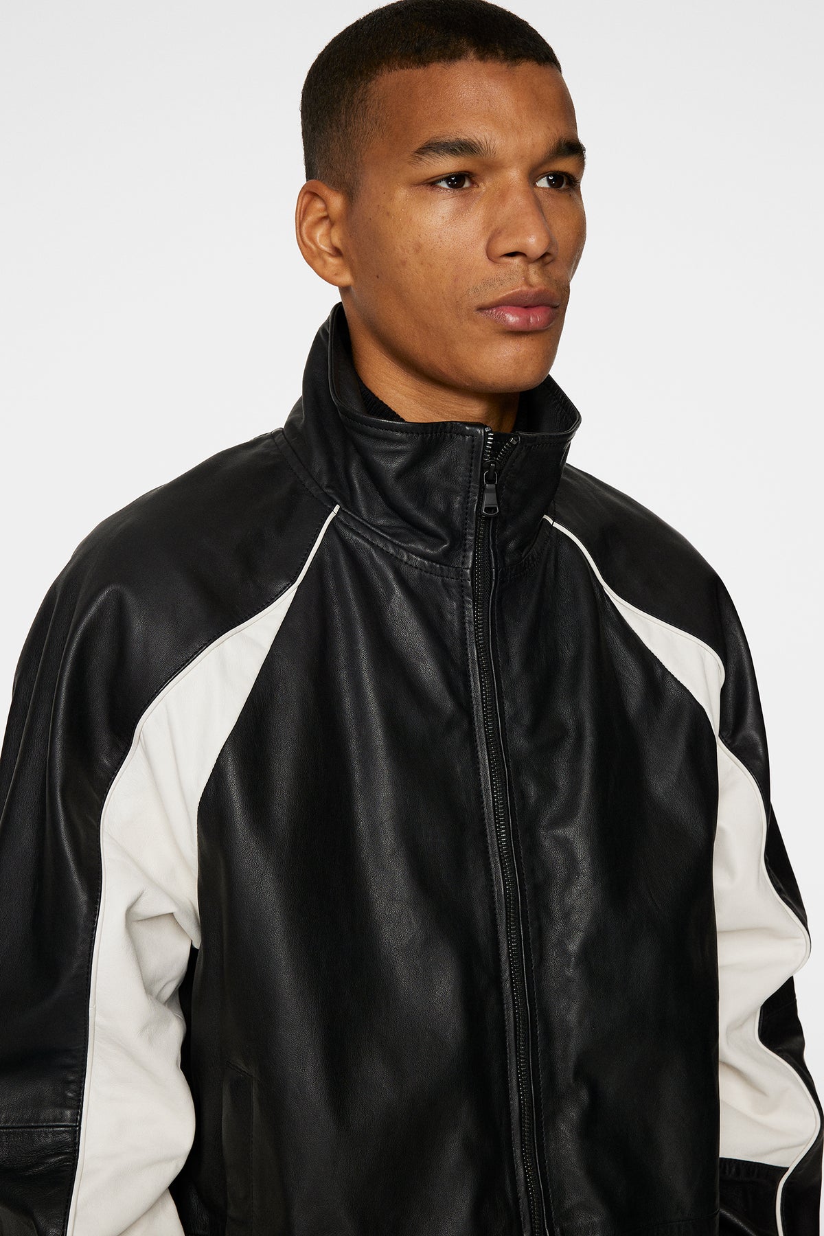 Lex Leather Track Jacket in Black by J.Lindeberg