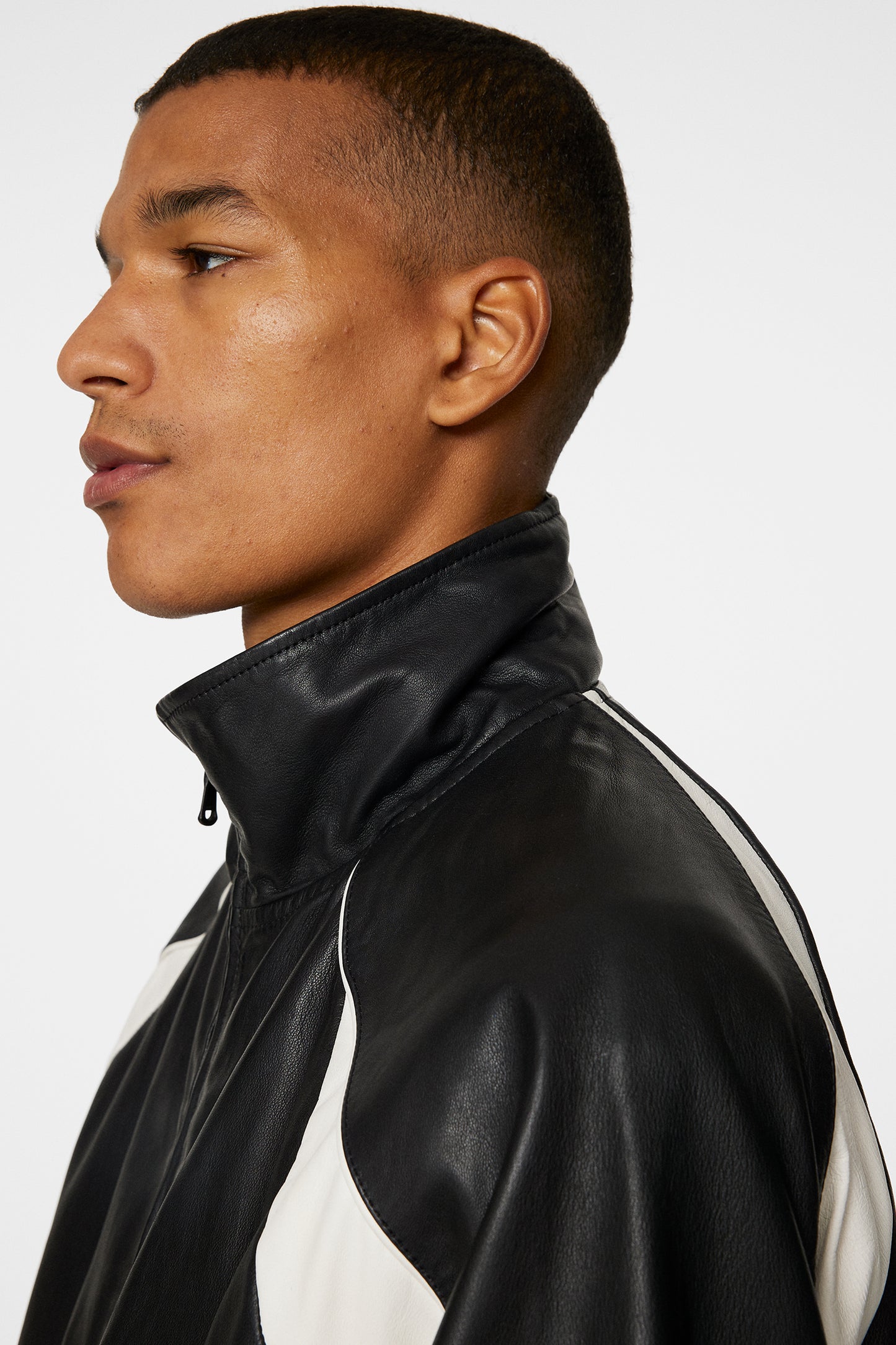 Lex Leather Track Jacket in Black by J.Lindeberg
