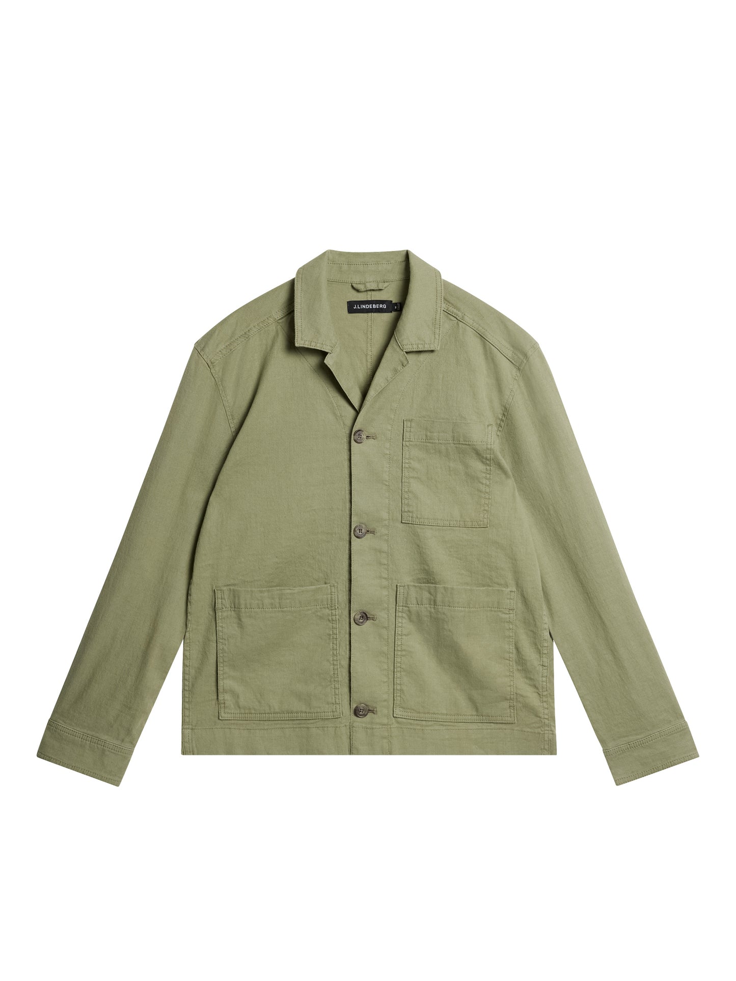 Errol Linen workwear overshirt in Oil Green by J.Lindeberg