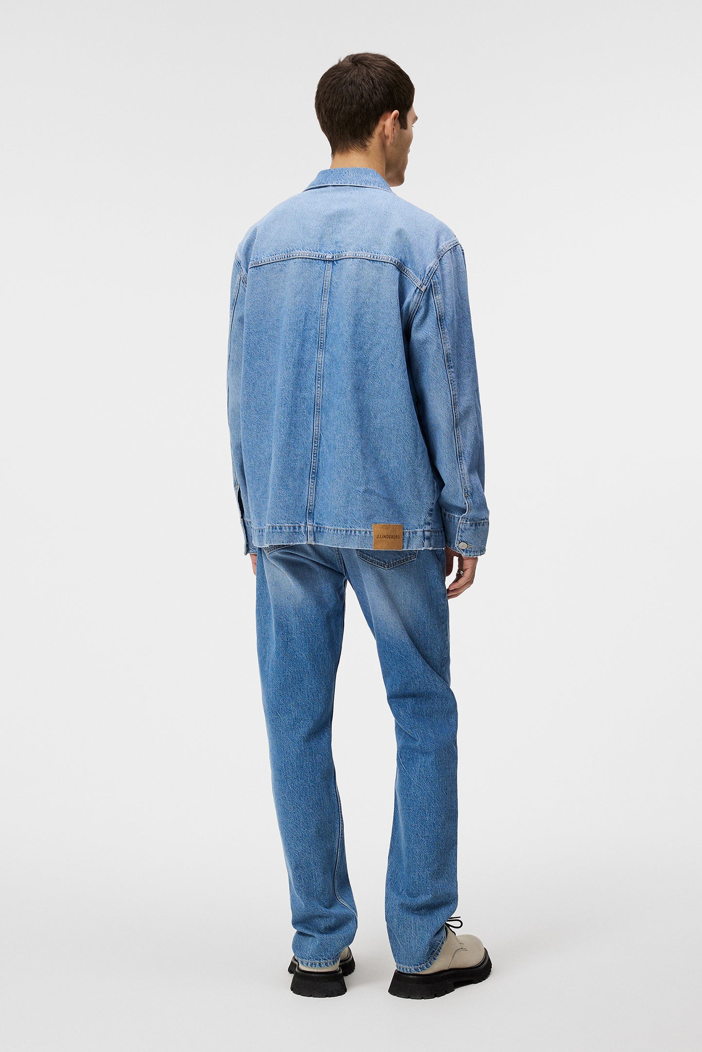 Hunt Washed Denim Overshirt in Mid Blue by J.Lindeberg