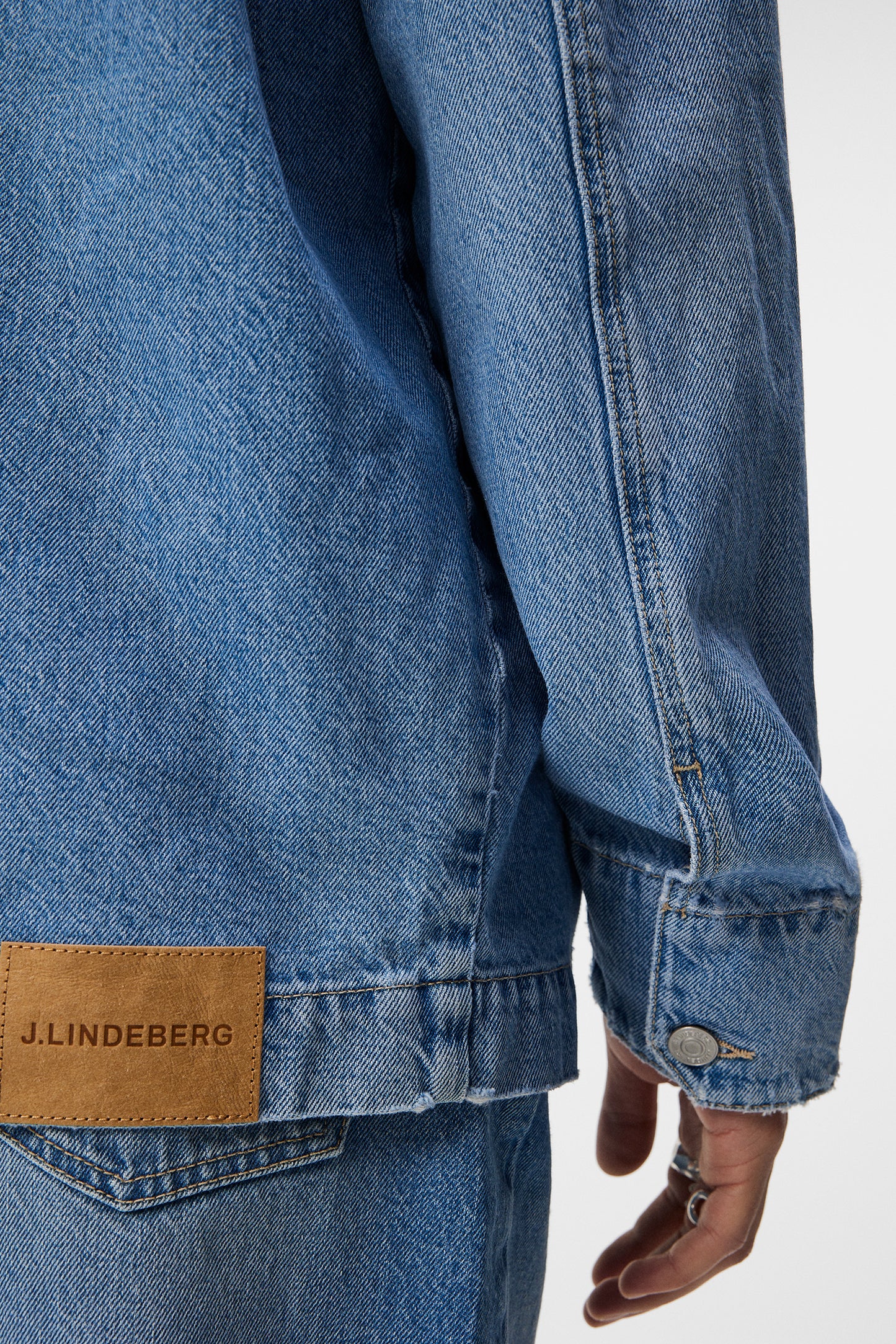 Hunt Washed Denim Overshirt in Mid Blue by J.Lindeberg