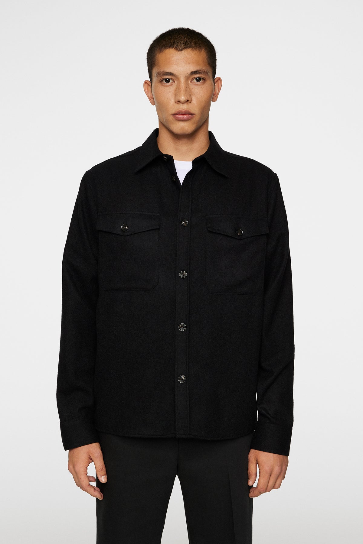 Flat Wool Overshirt in Black by J.Lindeberg