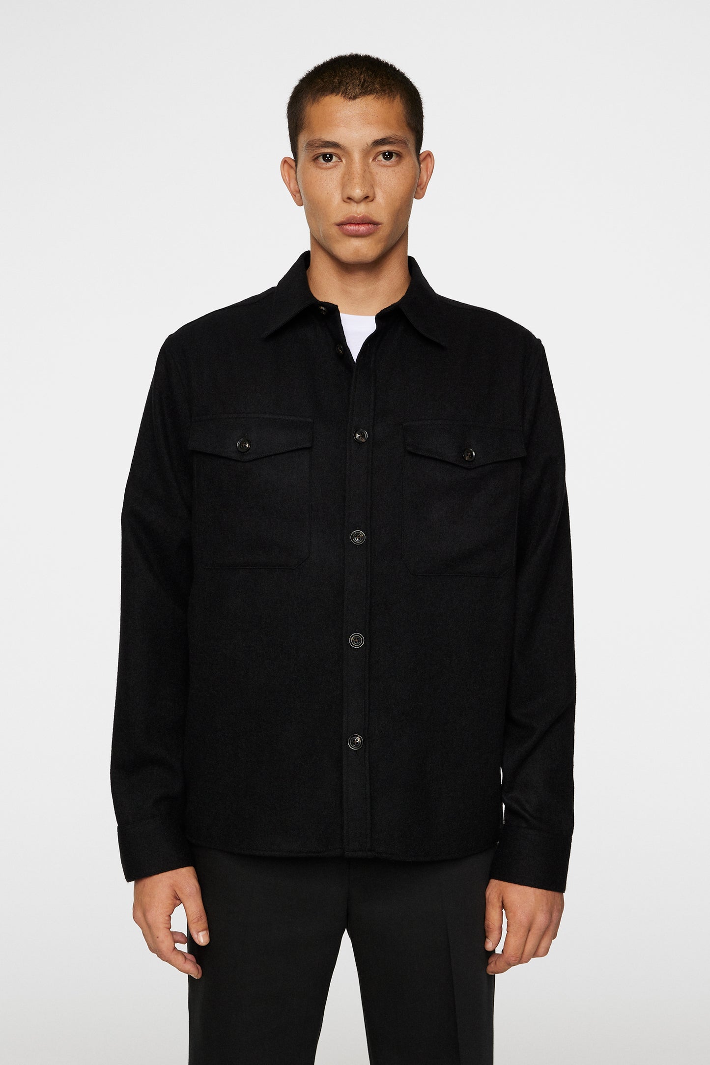 Flat Wool Overshirt in Black by J.Lindeberg