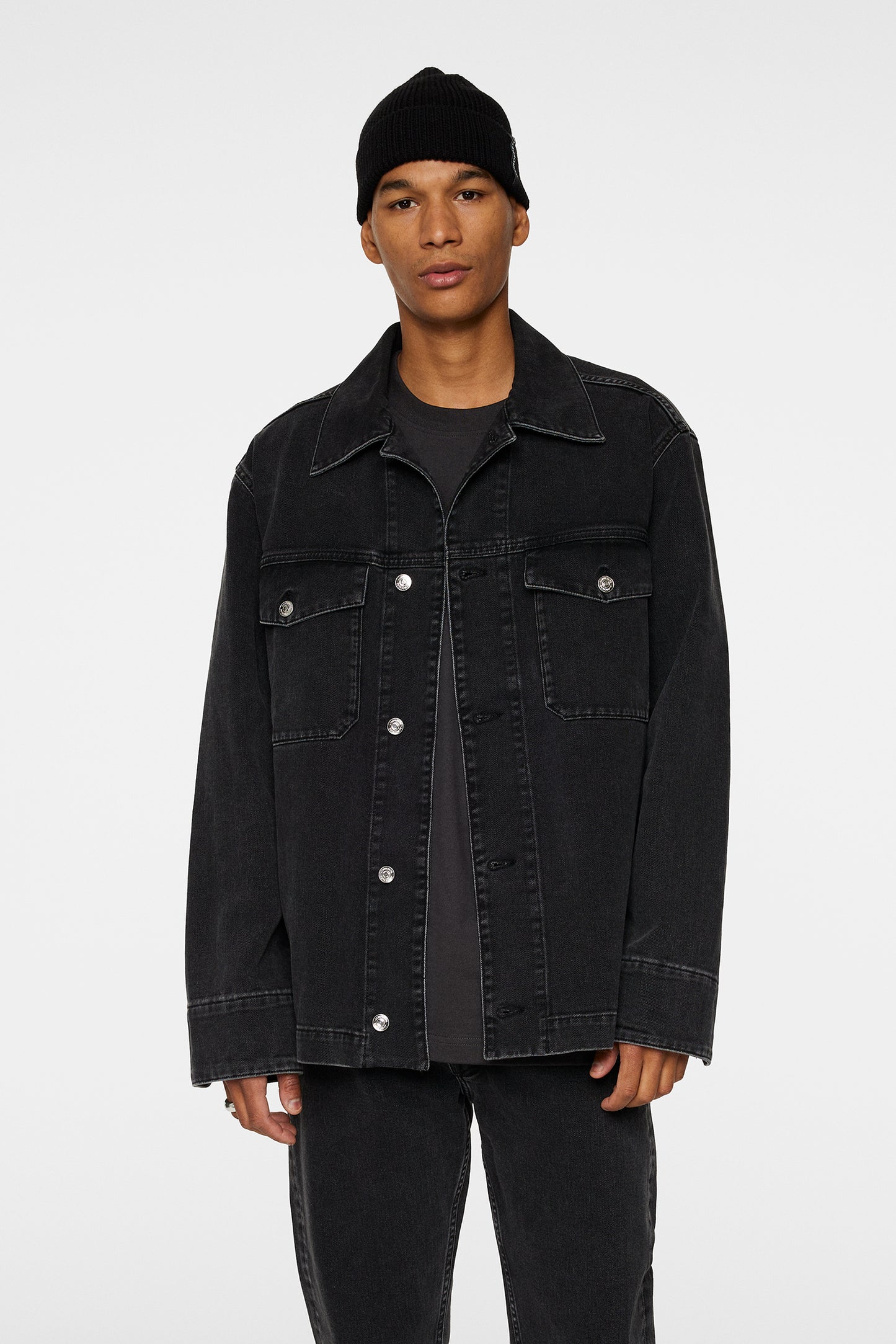 Hunt Washed Denim Overshirt in Black by J.Lindeberg