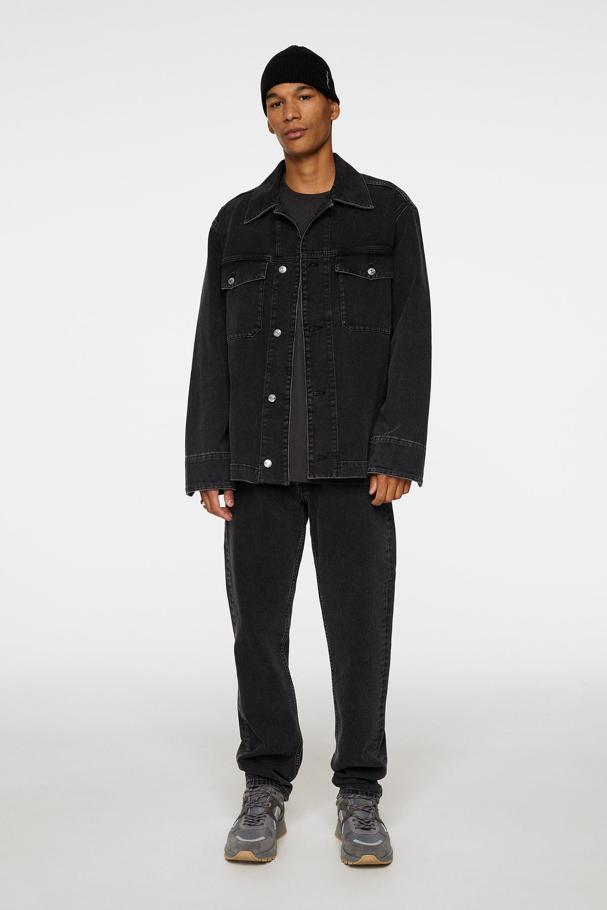 Hunt Washed Denim Overshirt in Black by J.Lindeberg