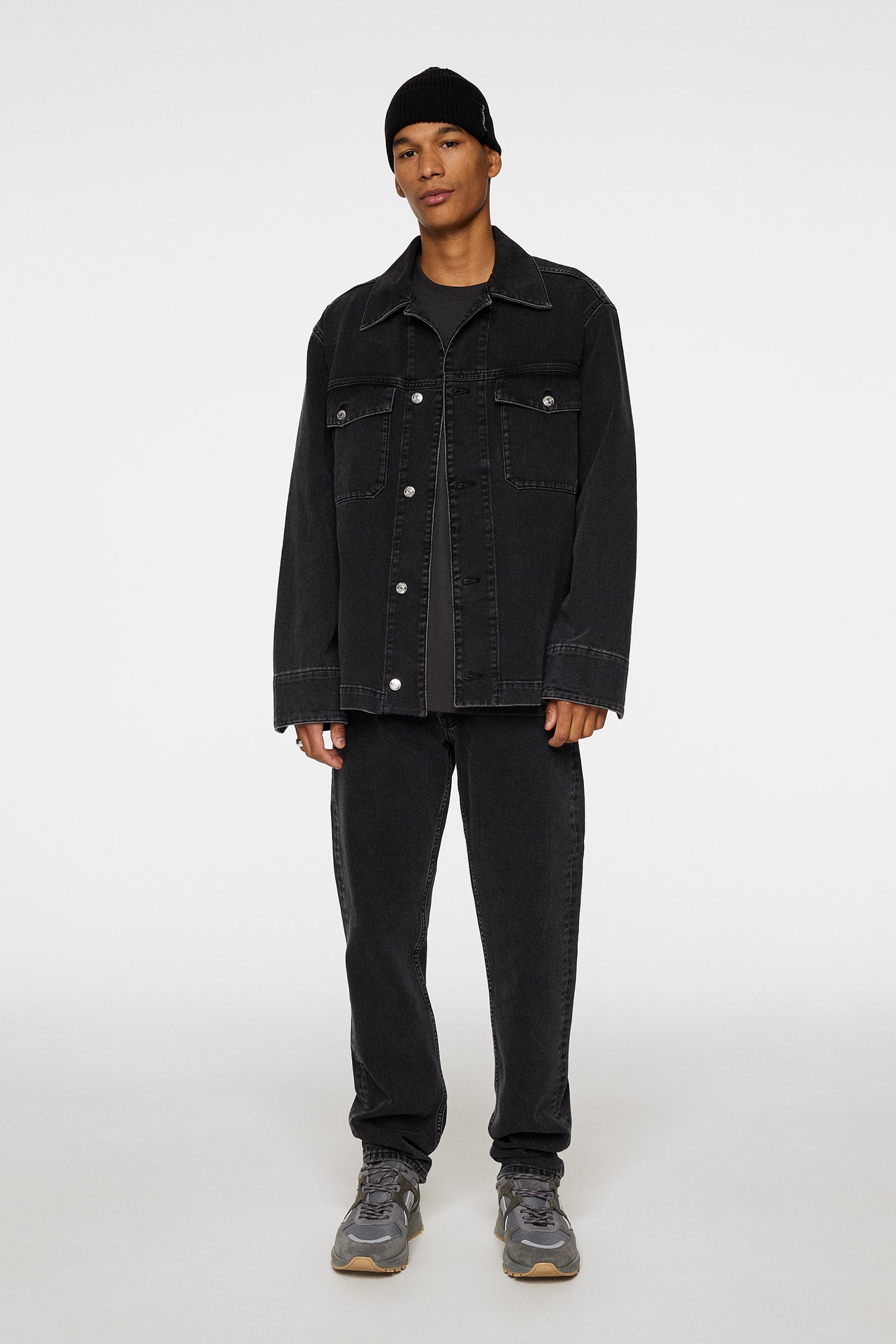 Hunt Washed Denim Overshirt in Black by J.Lindeberg
