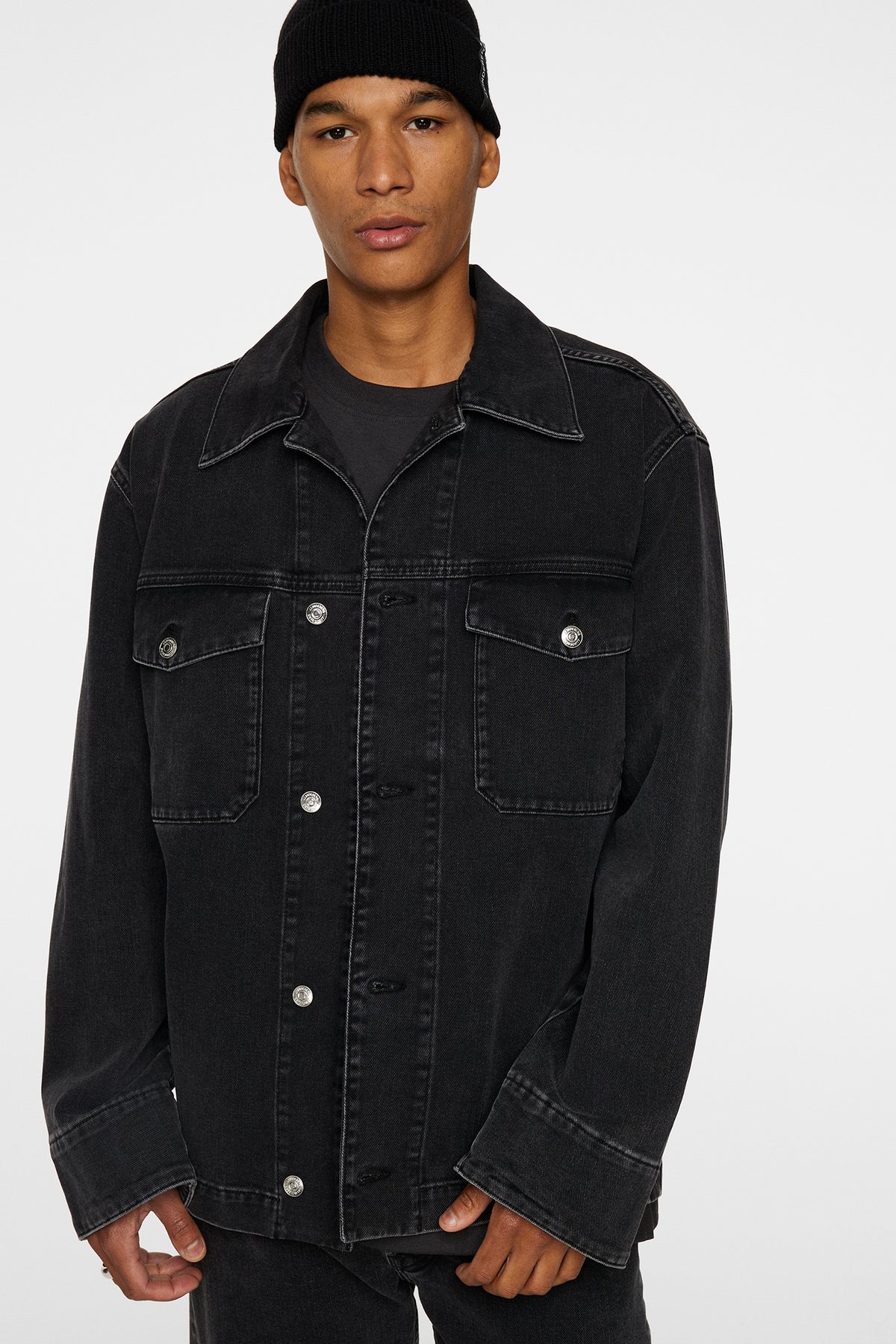 Hunt Washed Denim Overshirt in Black by J.Lindeberg