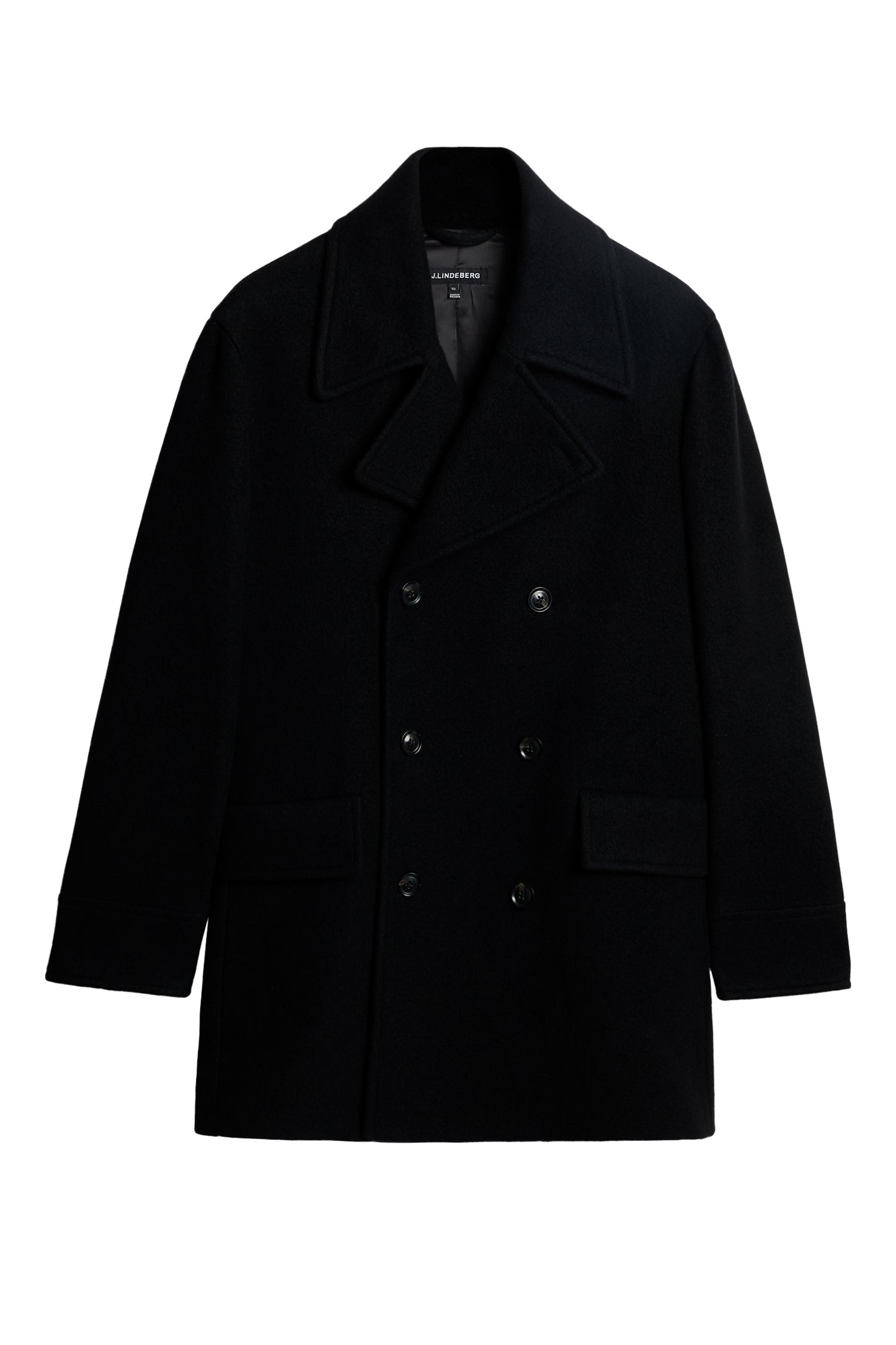 Arno Double Breasted Coat in Black by J.Lindeberg