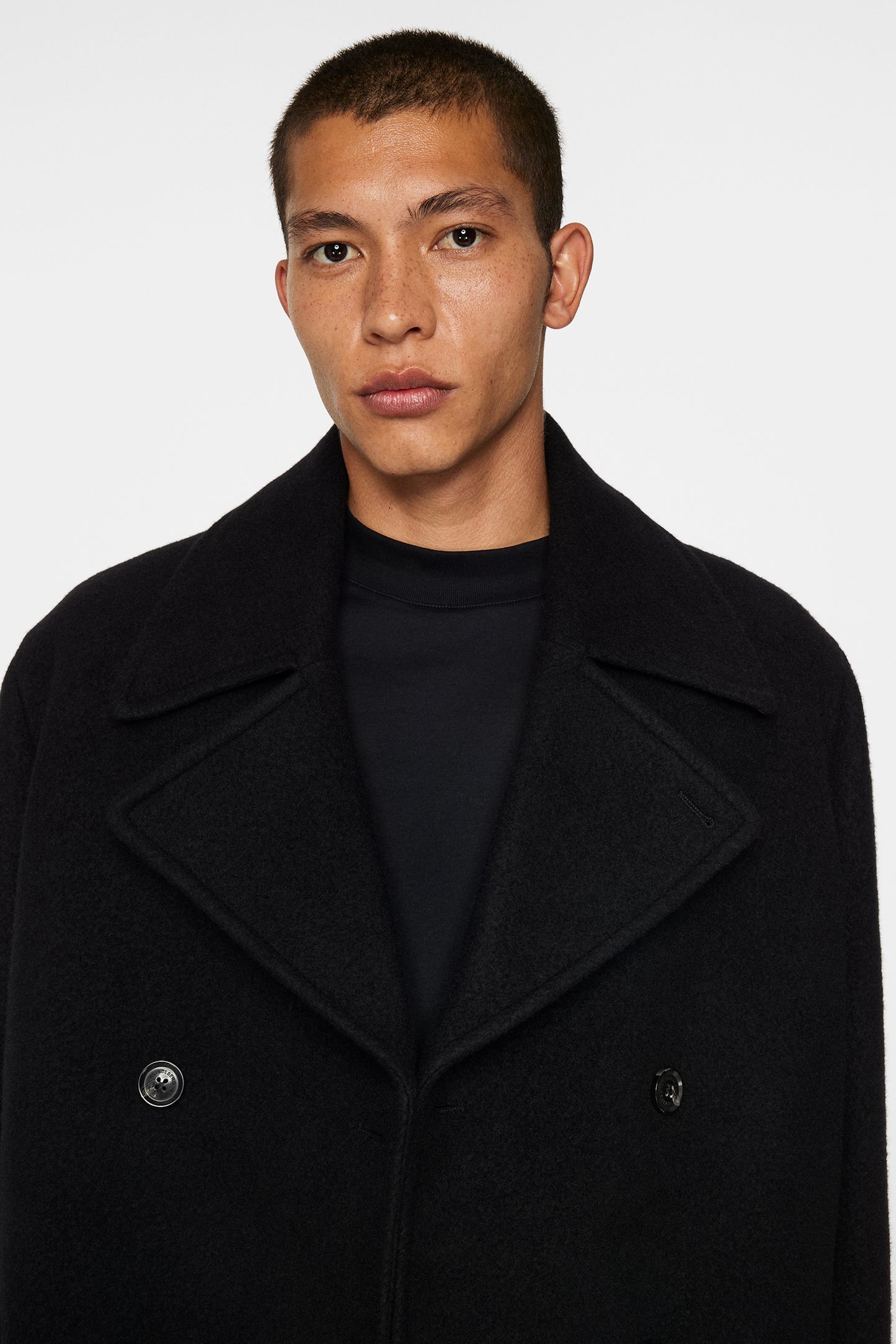 Arno Double Breasted Coat in Black by J.Lindeberg