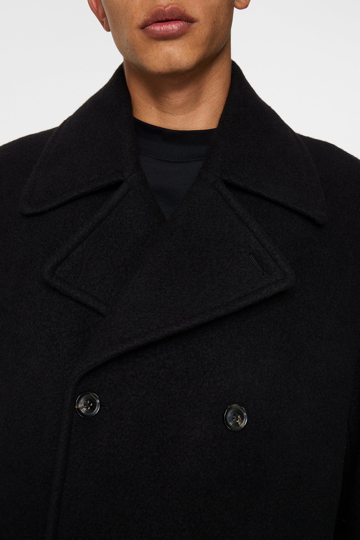 Arno Double Breasted Coat in Black by J.Lindeberg