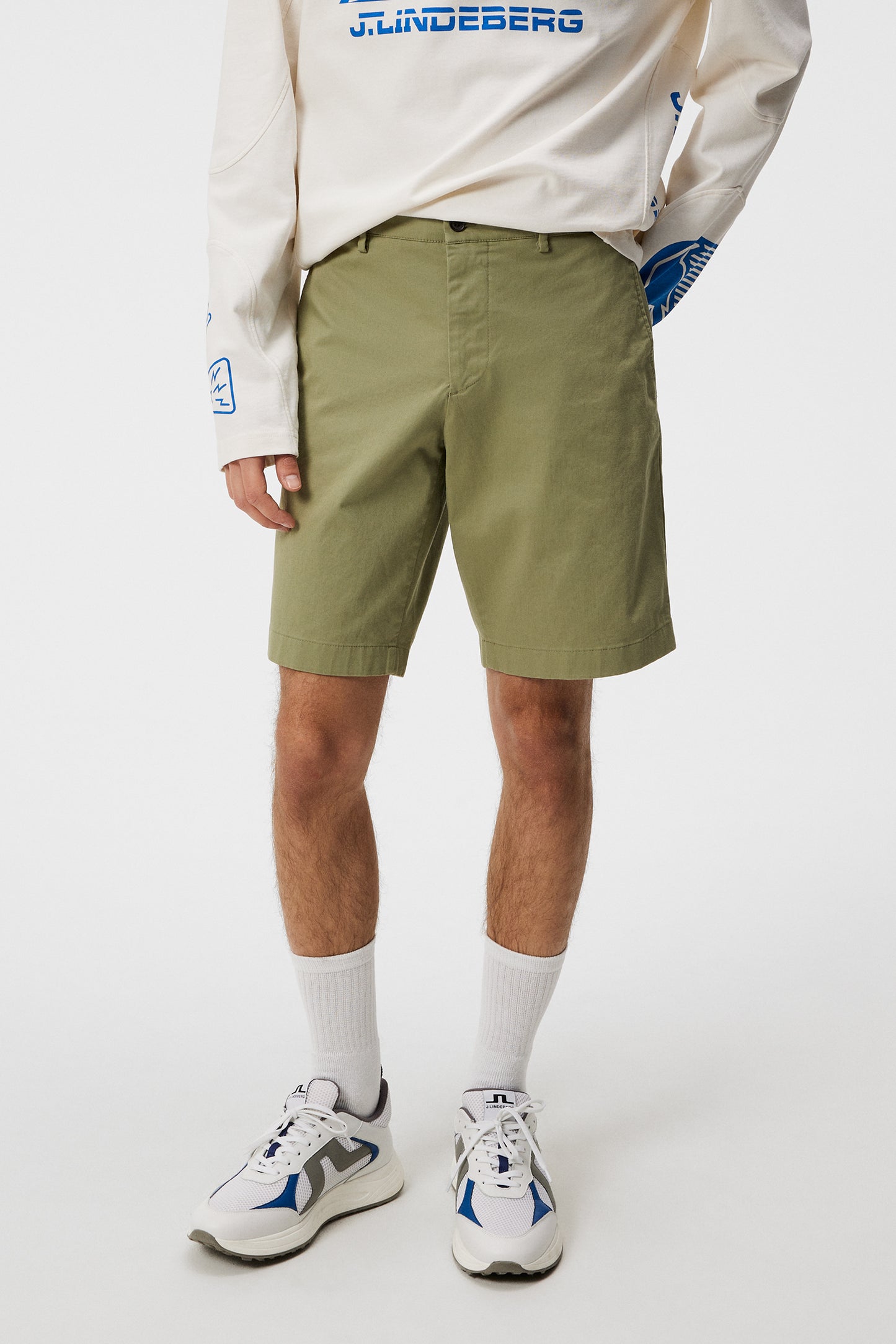 Nathan Cloud Satin Shorts in Oil Green by J.Lindeberg
