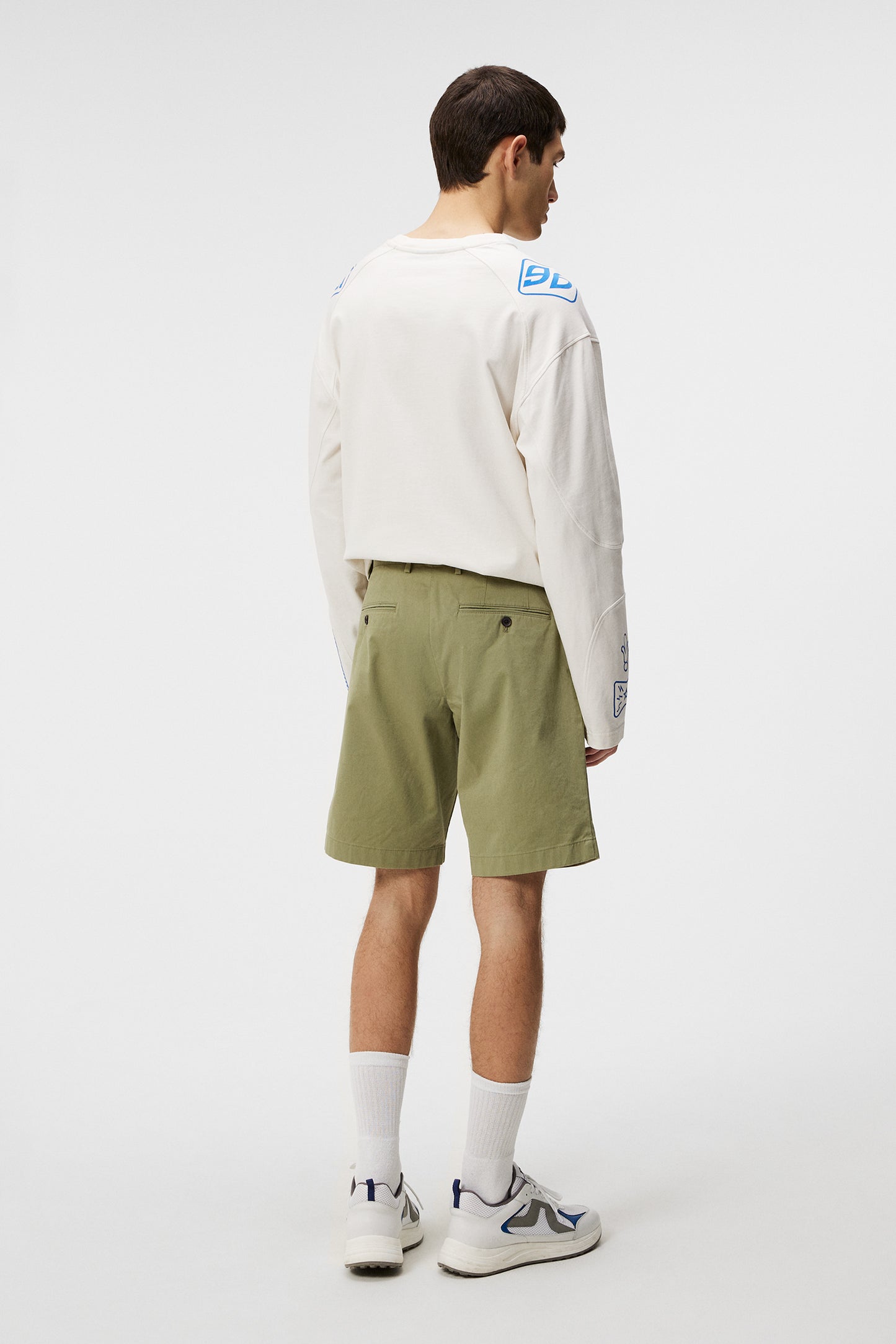 Nathan Cloud Satin Shorts in Oil Green by J.Lindeberg