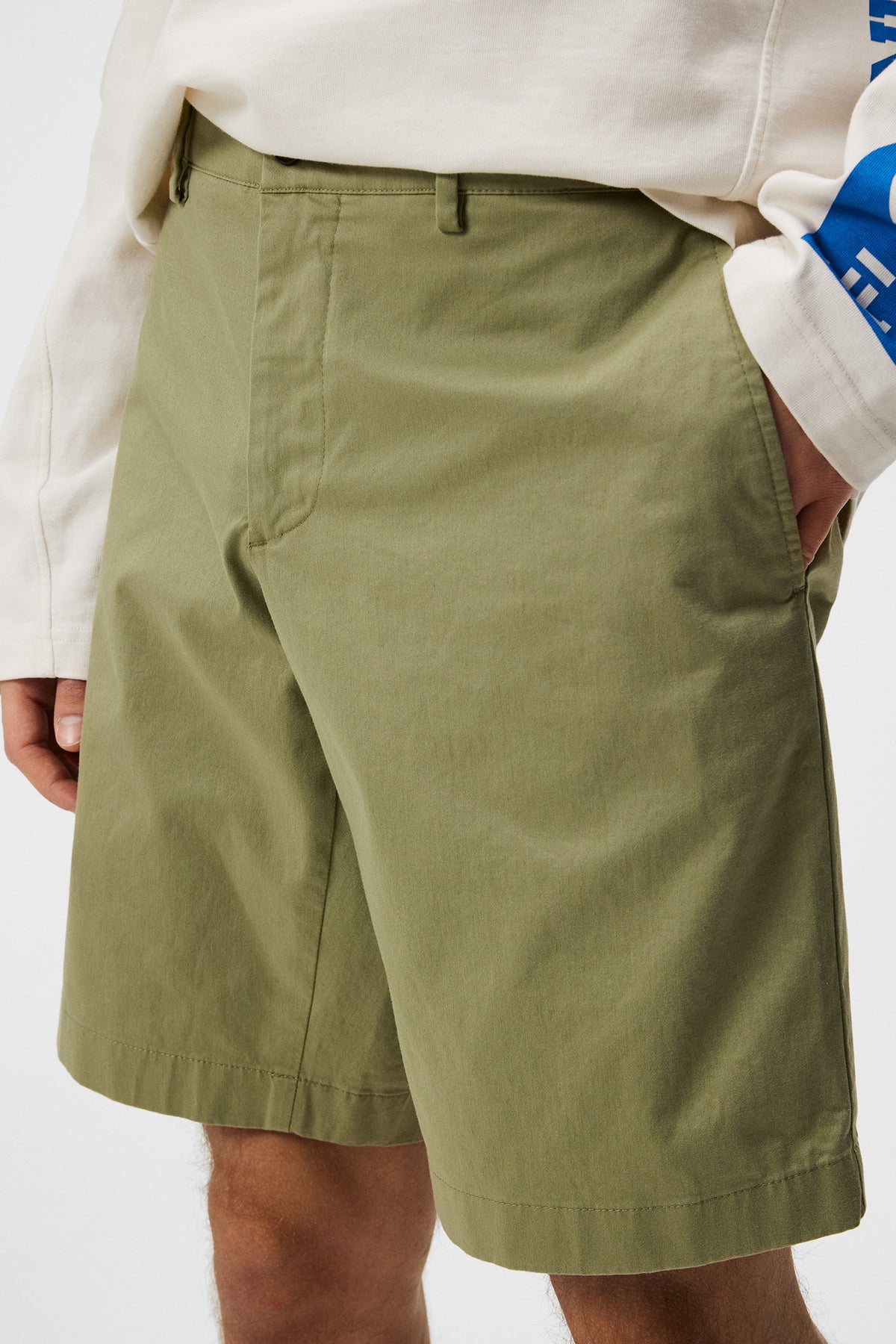 Nathan Cloud Satin Shorts in Oil Green by J.Lindeberg