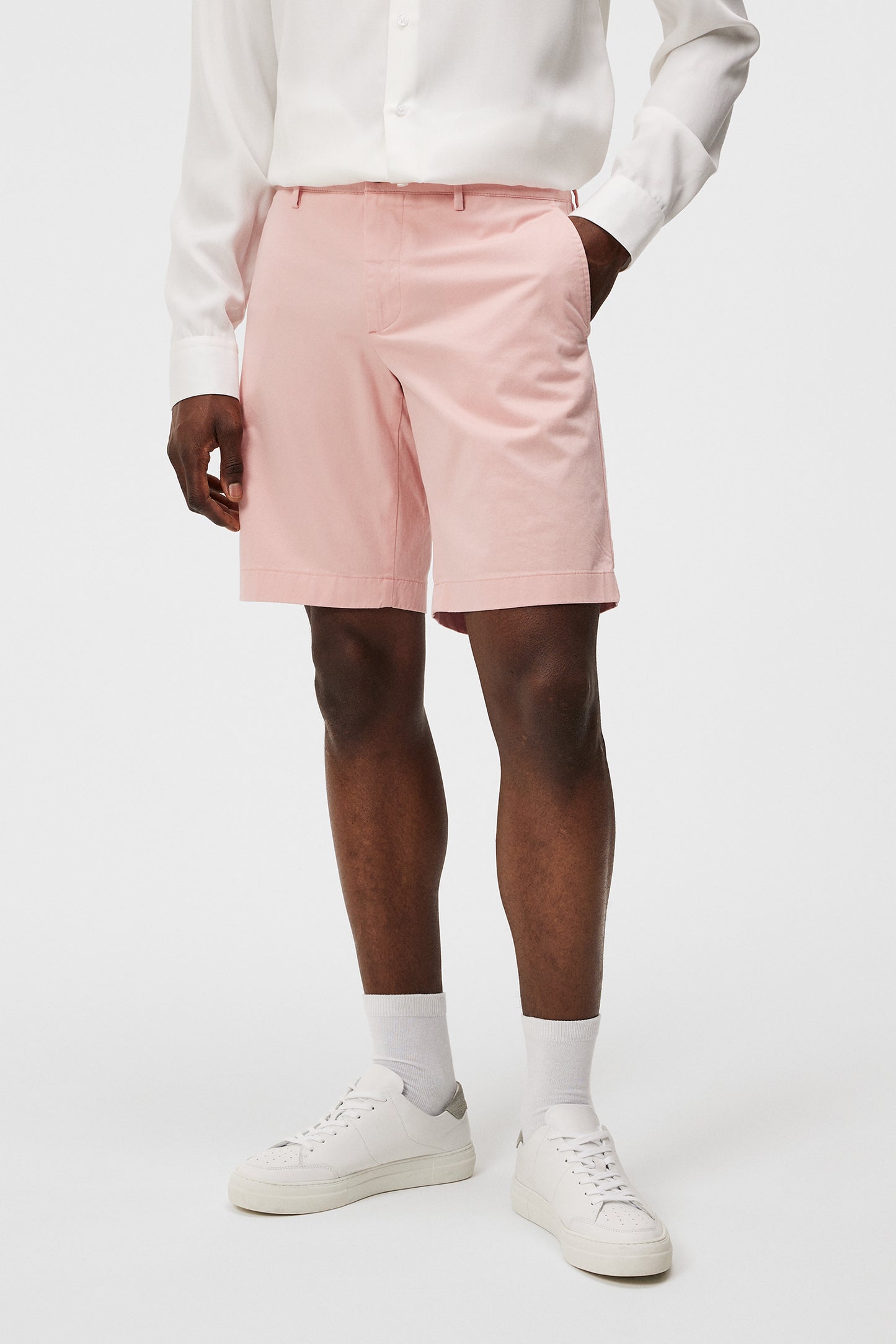 Nathan Cloud Satin Shorts in Powder Pink by J.Lindeberg