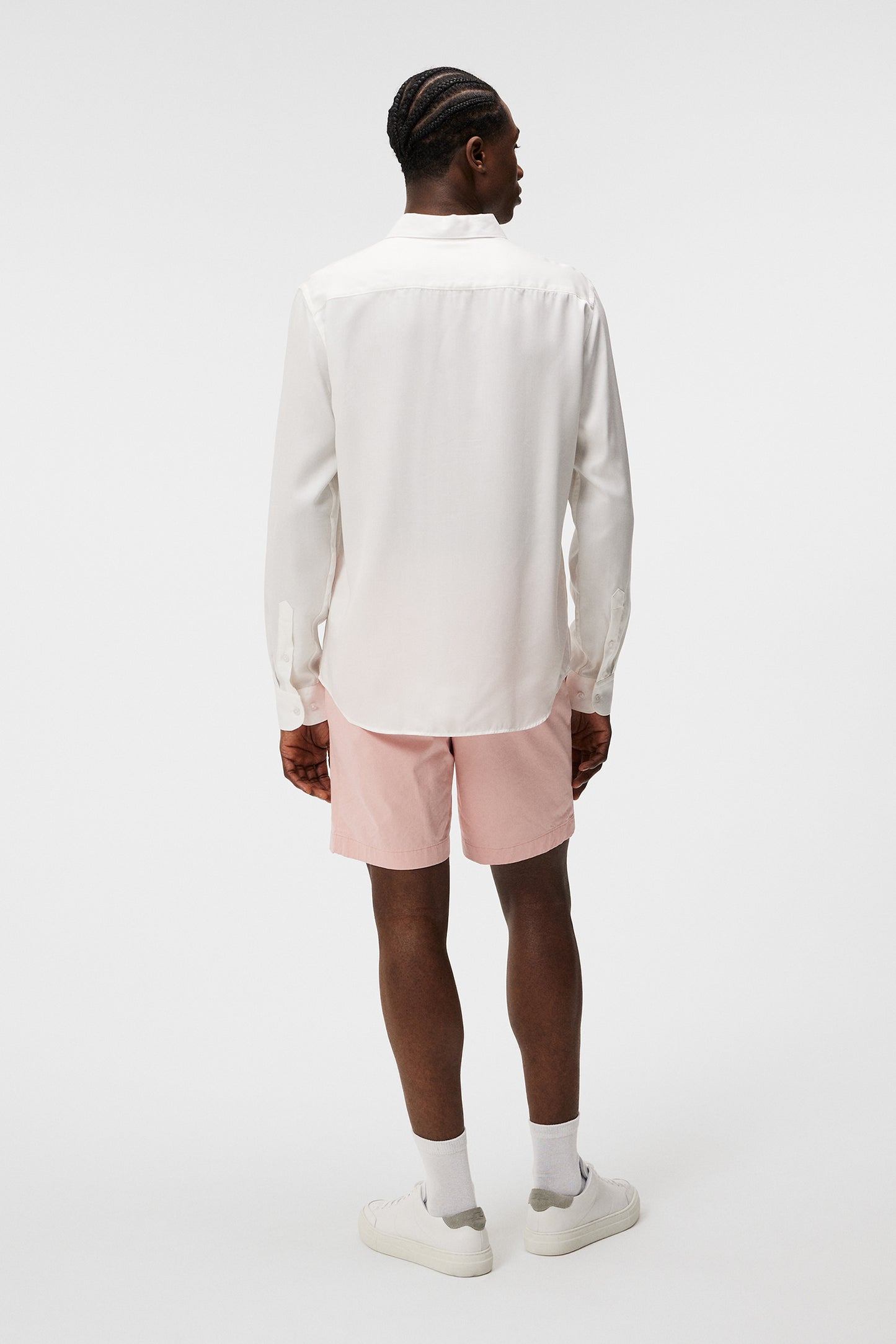 Nathan Cloud Satin Shorts in Powder Pink by J.Lindeberg