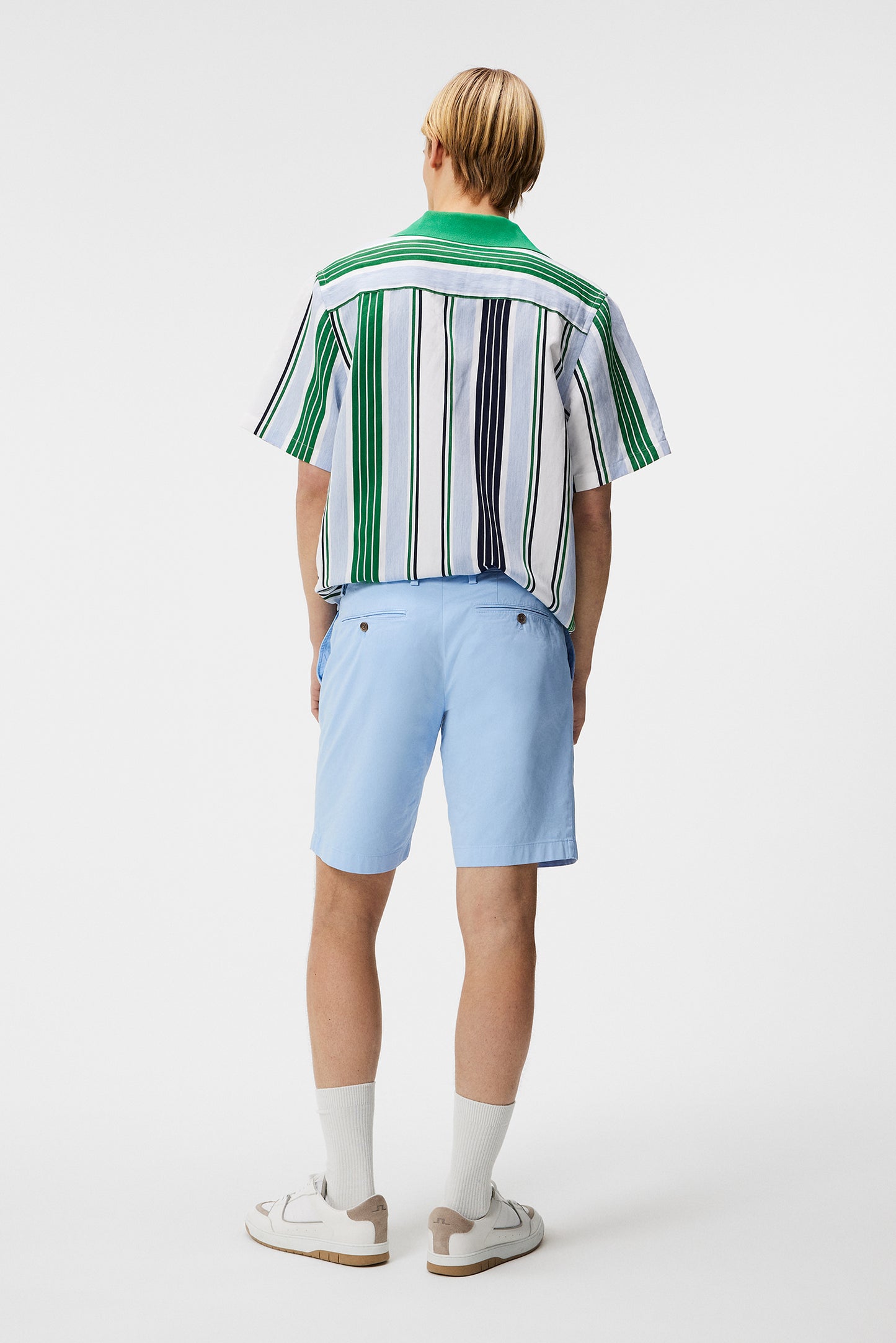 Nathan Cloud Satin Shorts in Chambray Blue by J.Lindeberg