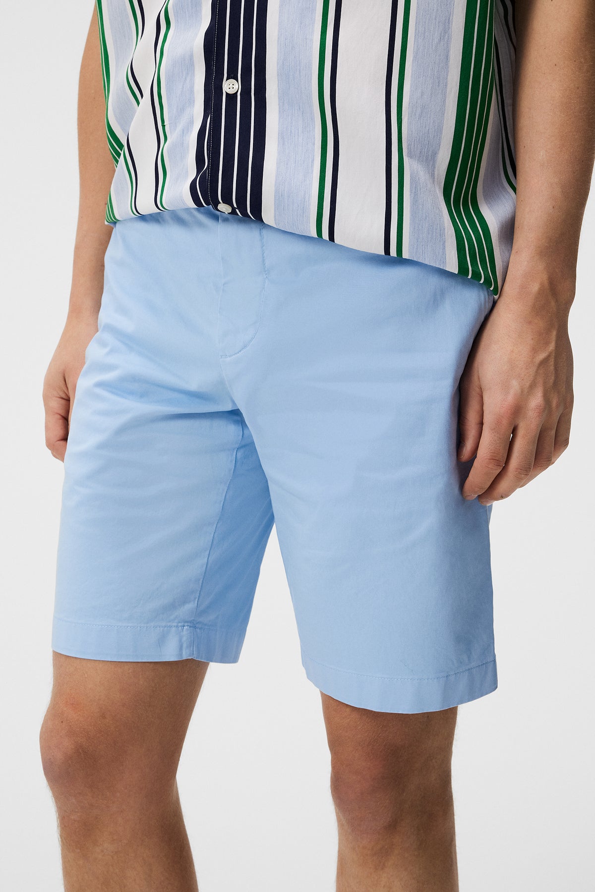 Nathan Cloud Satin Shorts in Chambray Blue by J.Lindeberg
