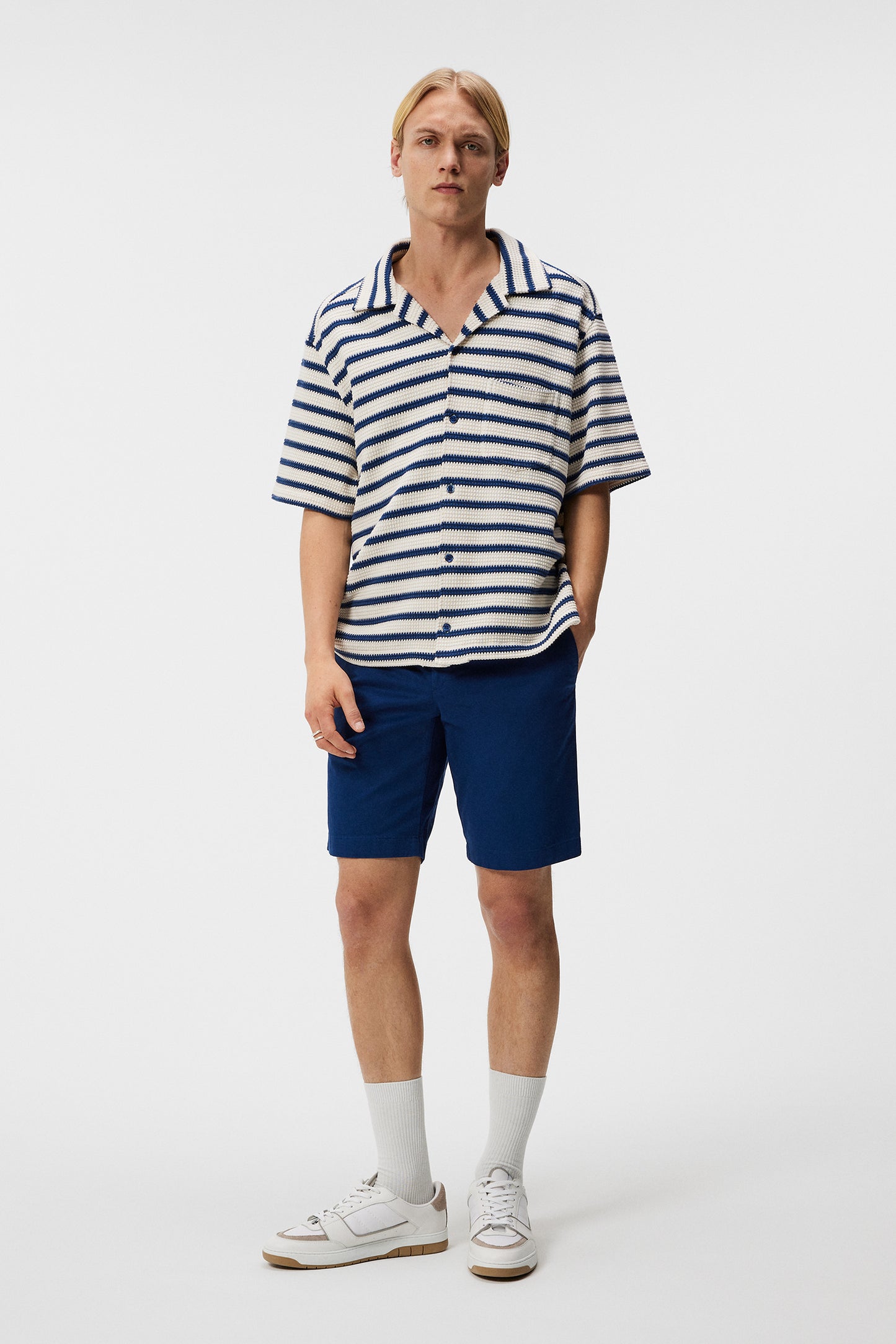 Nathan Cloud Satin Shorts in Estate Blue by J.Lindeberg