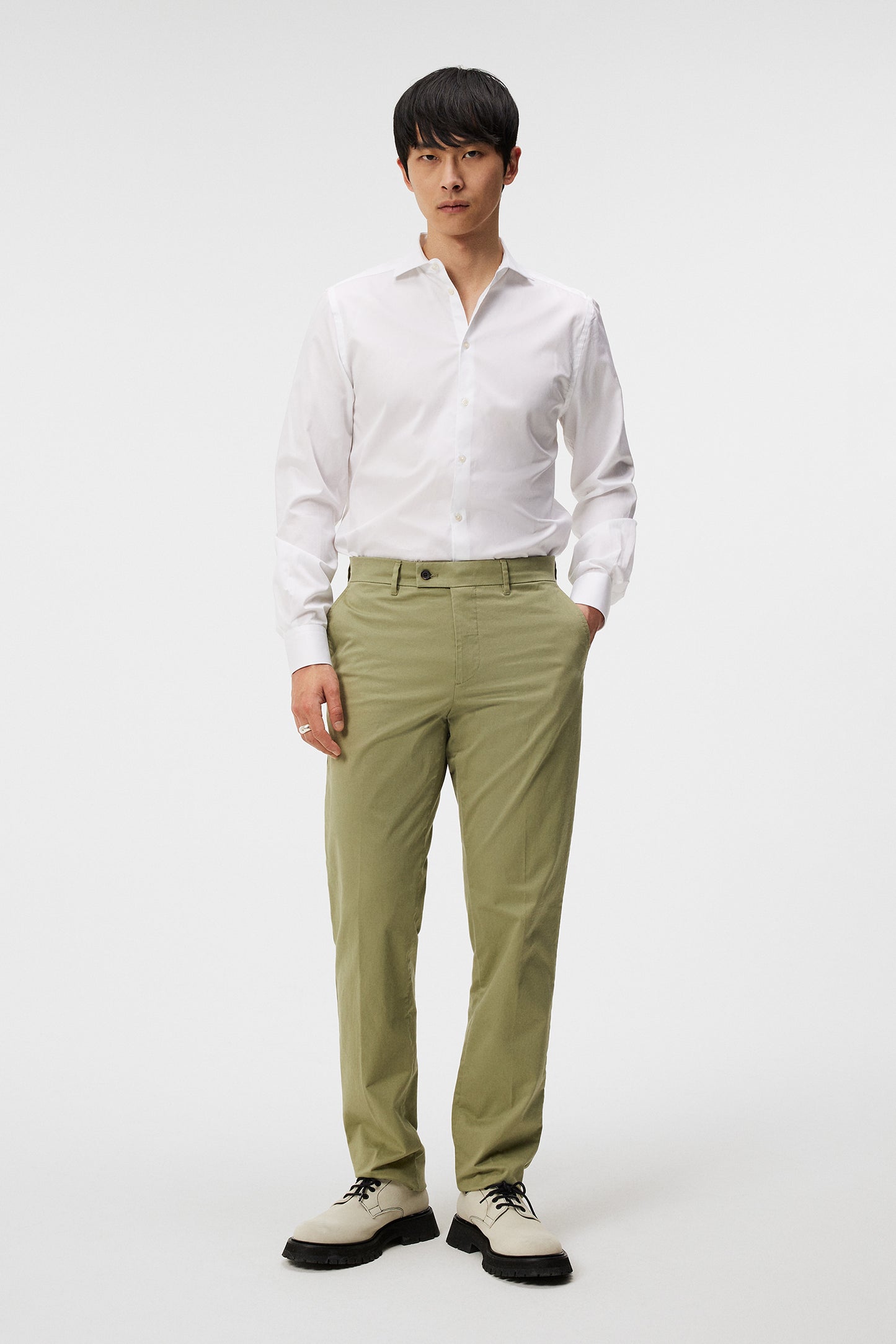 Lois Cloud Satin Pants in Oil Green by J.Lindeberg