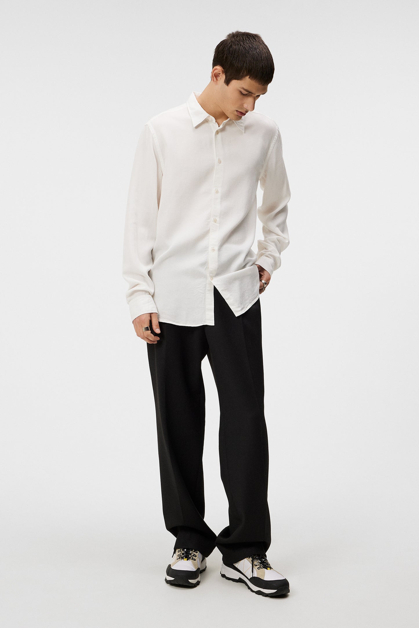 Slim LS Comfort Tencel Shirt in Cloud White by J.Lindeberg